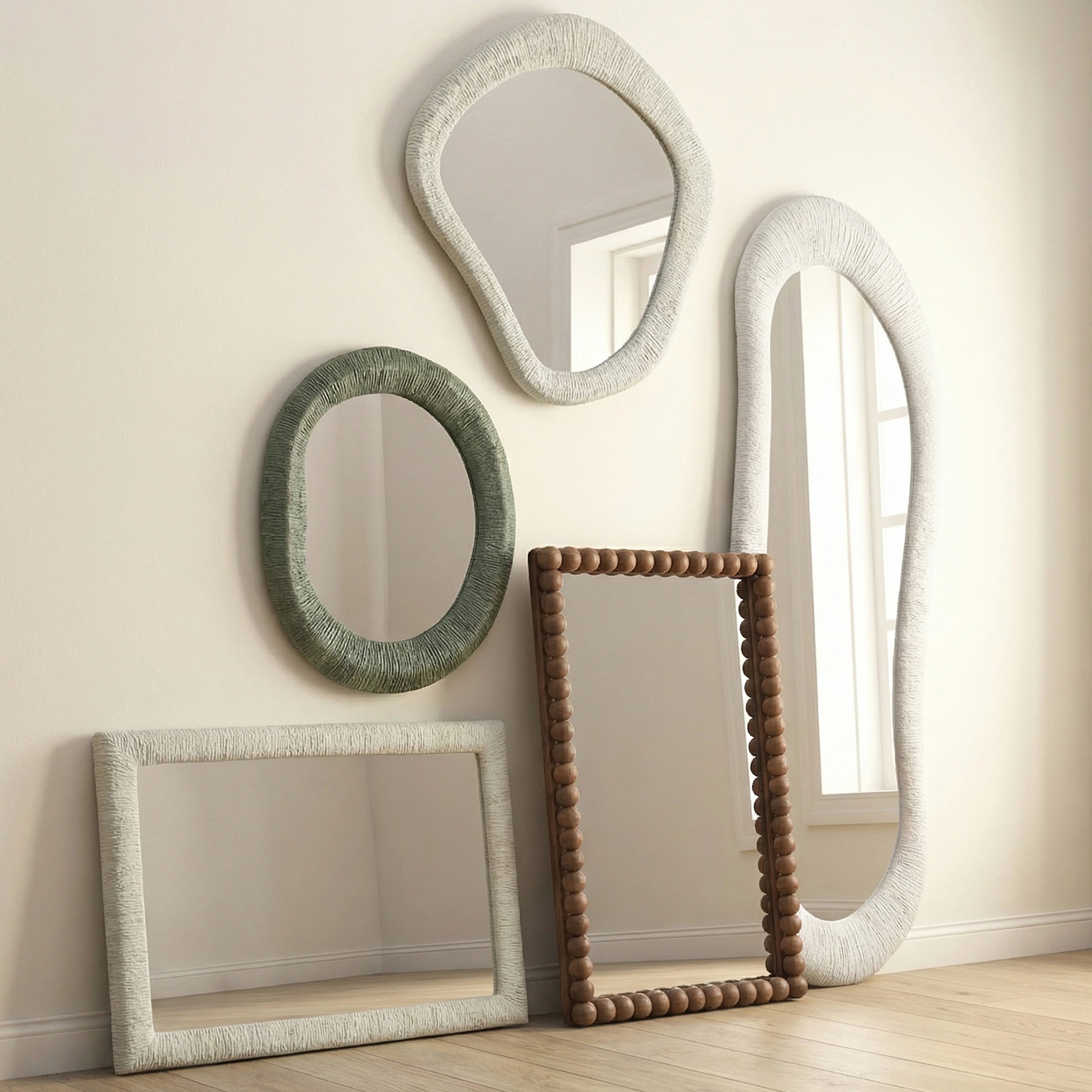 Orpheus 20"X59" Ribbed Faux Stone Floor Mirror