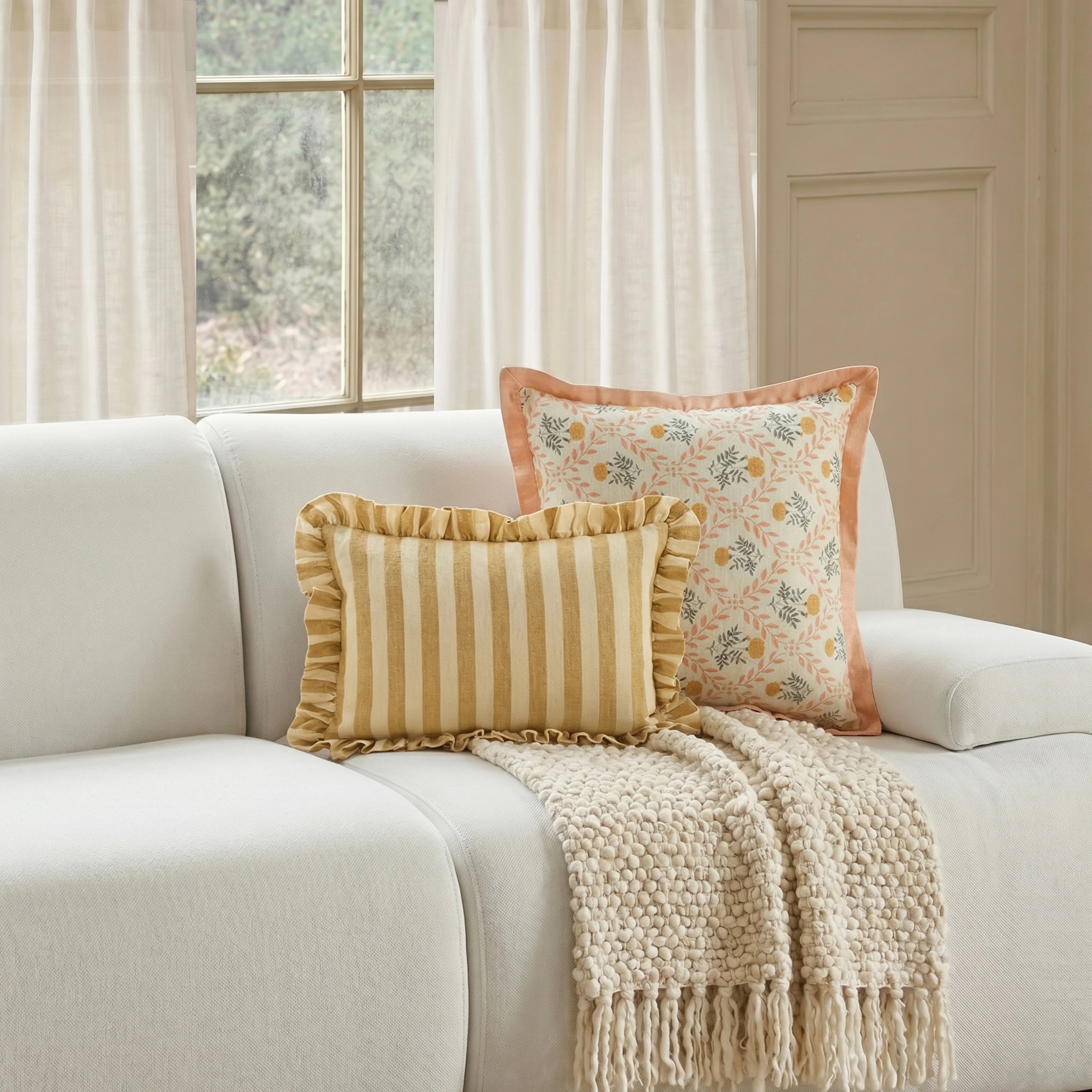 Dolce 20" Blush Pink Natural Cotton Throw Pillow