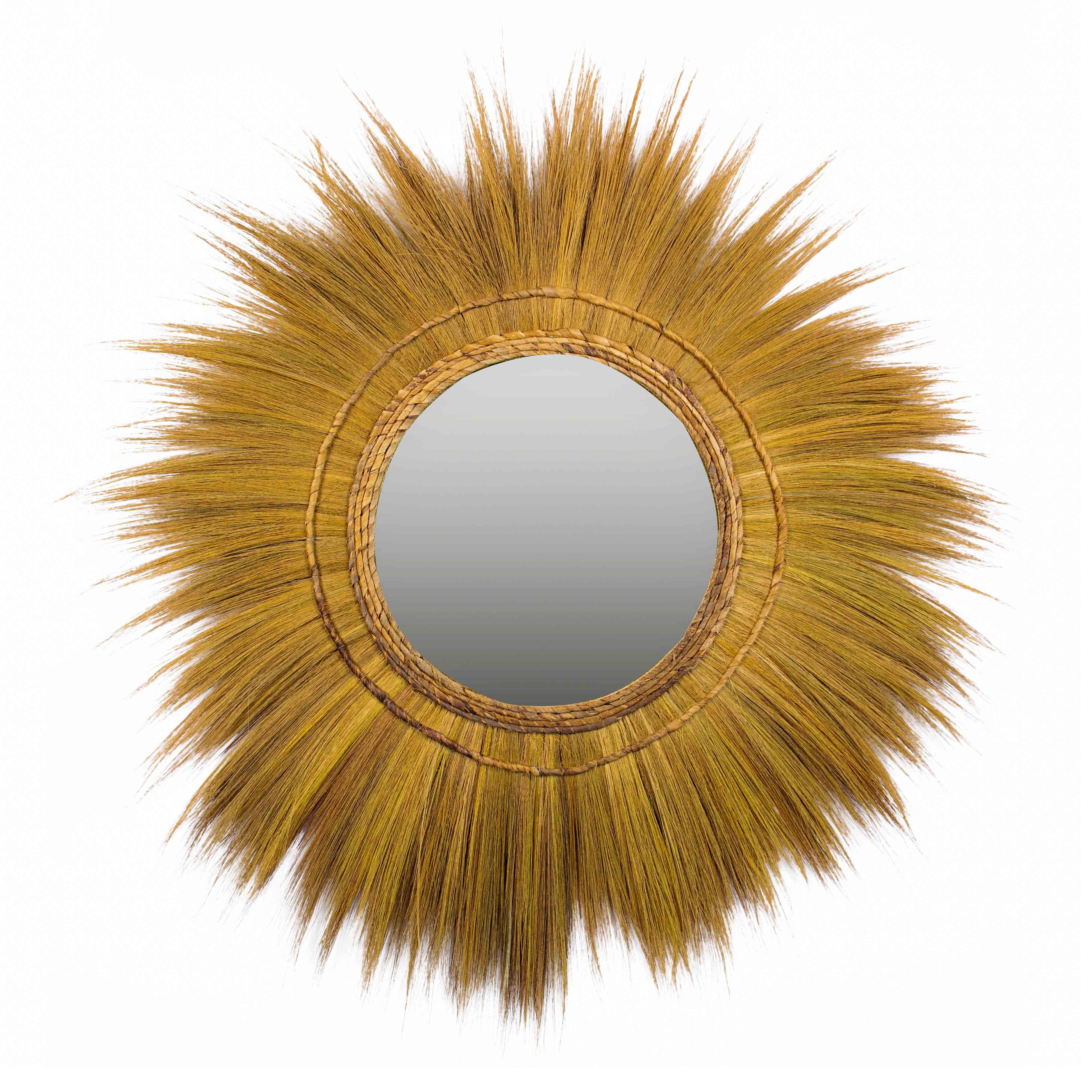 Mettu 51" Natural Grass Round Wall Mirror