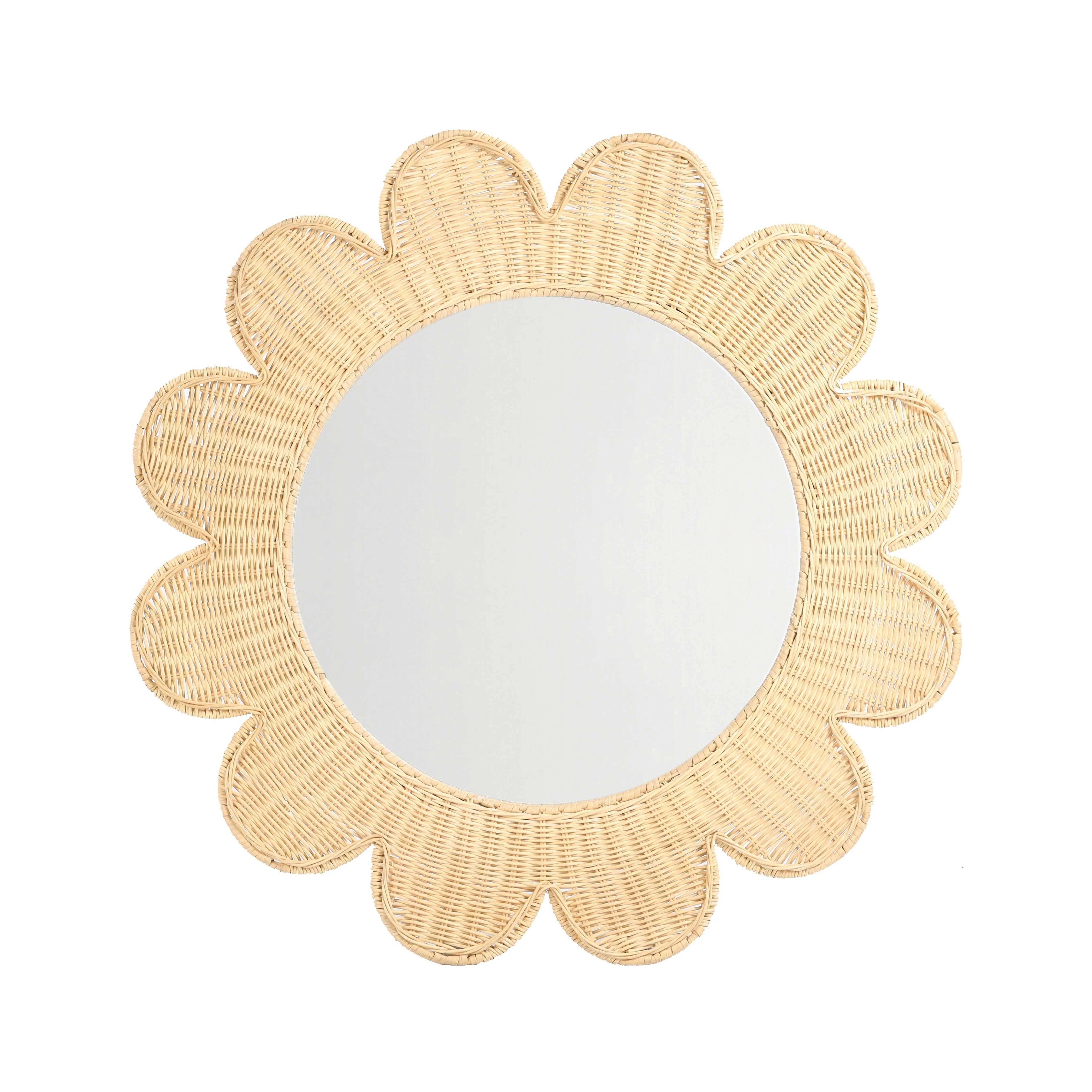 Coralie 33.4" Rattan Round Wall Mirror