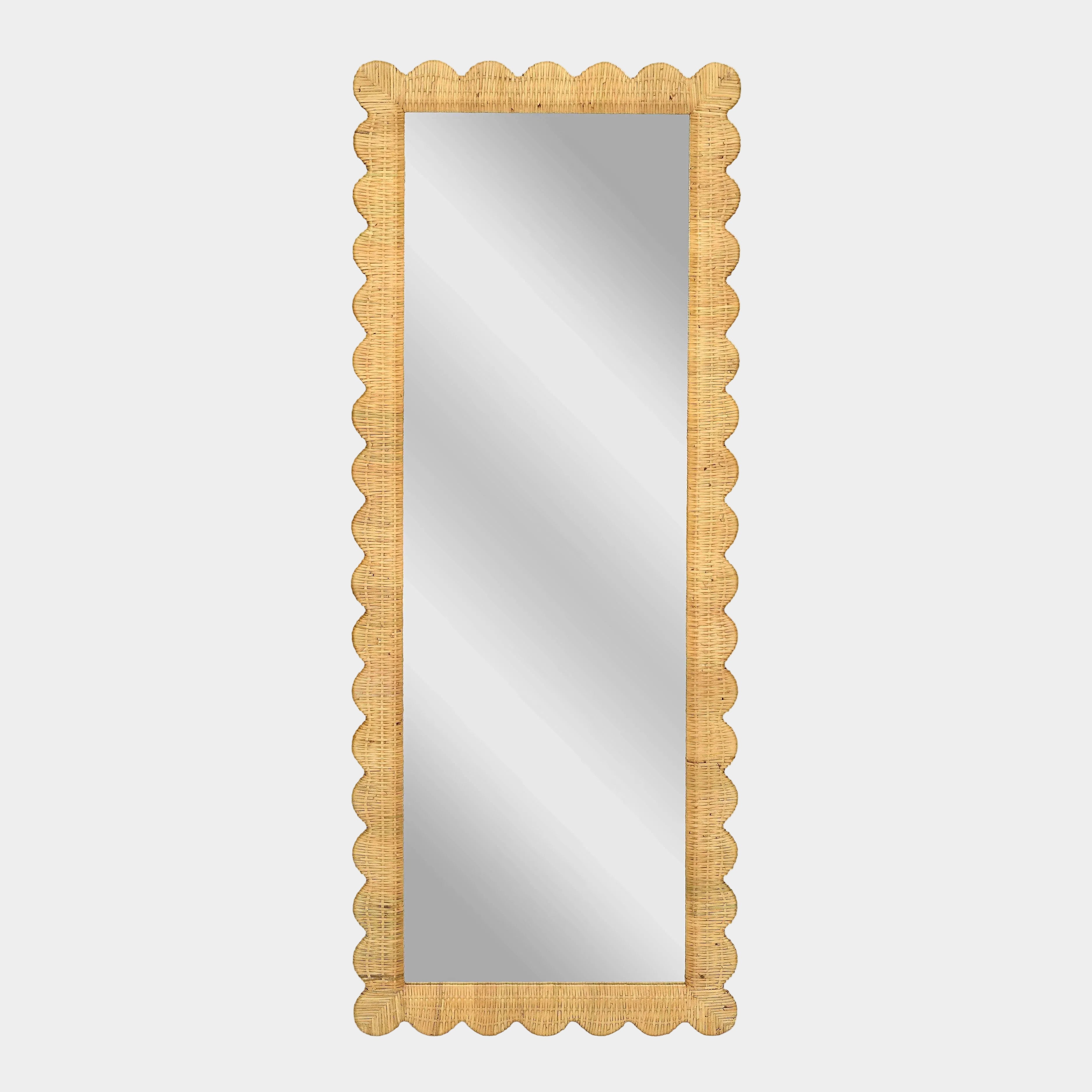 Bama 29.1" x 75" Long Natural Rattan Wall Mirror