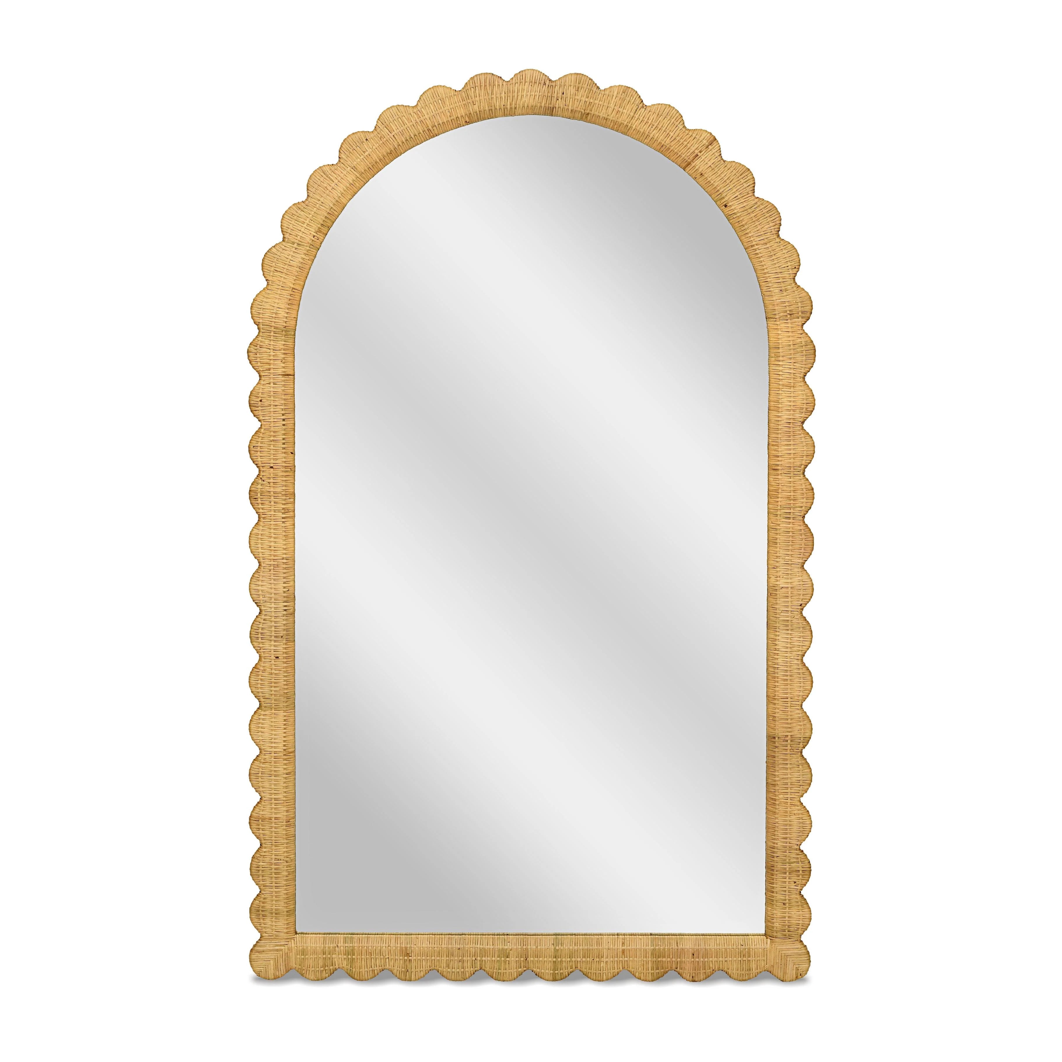 Bama 48" x 79" Jumbo Natural Rattan Arched Wall Mirror