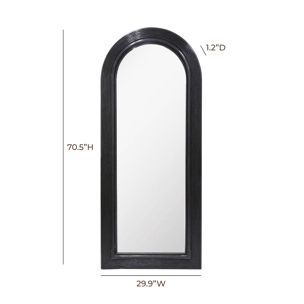 Miroir sur pied Tanya en rotin noir de 70 po