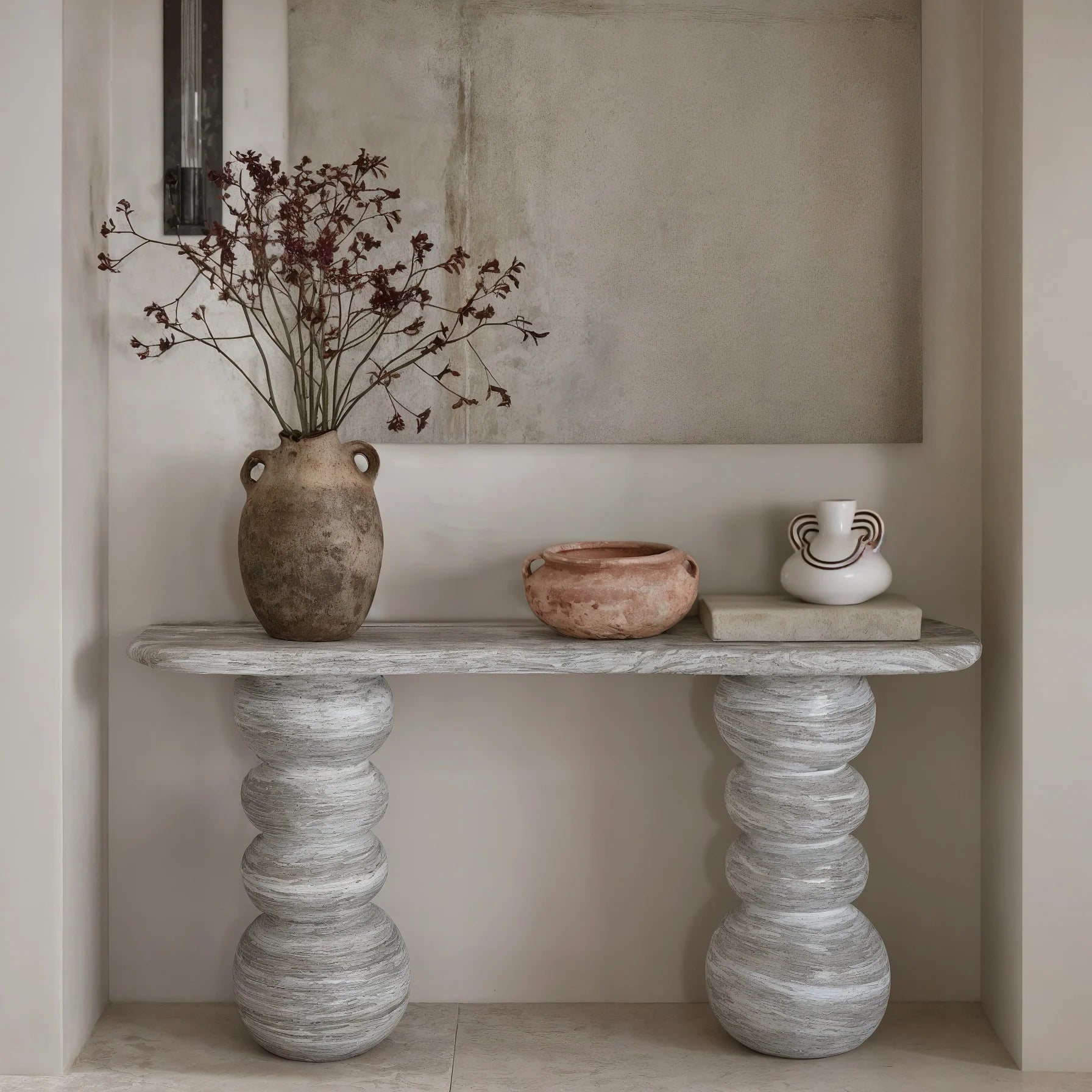 Ceramic Line Art Wide-Bodied Vase