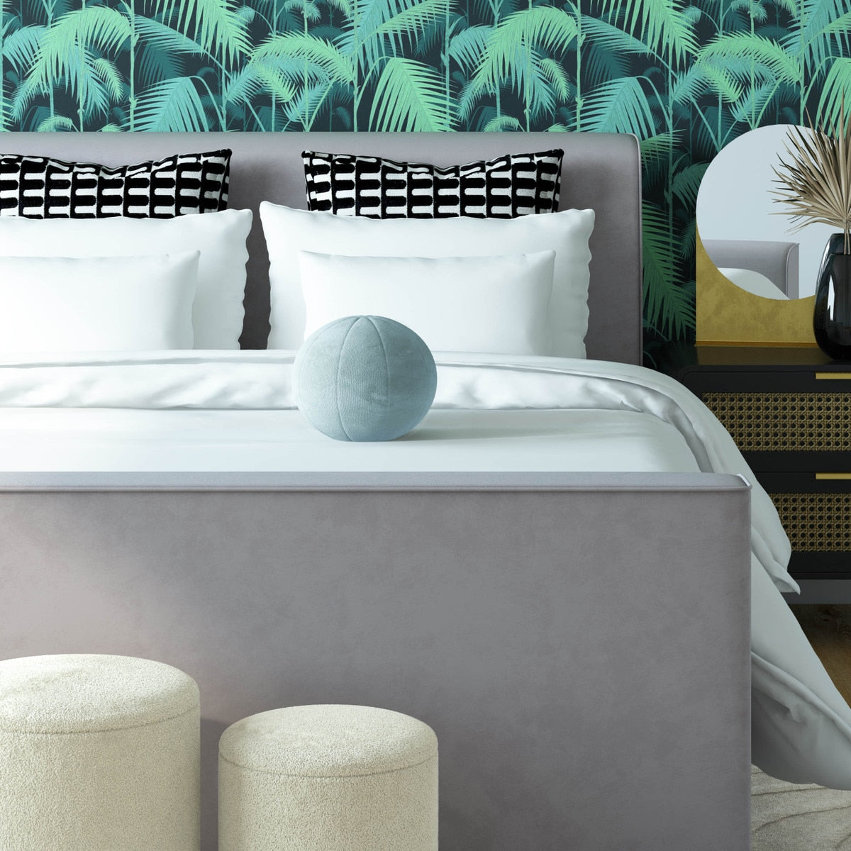 Oreiller en velours bleu marine Boba
