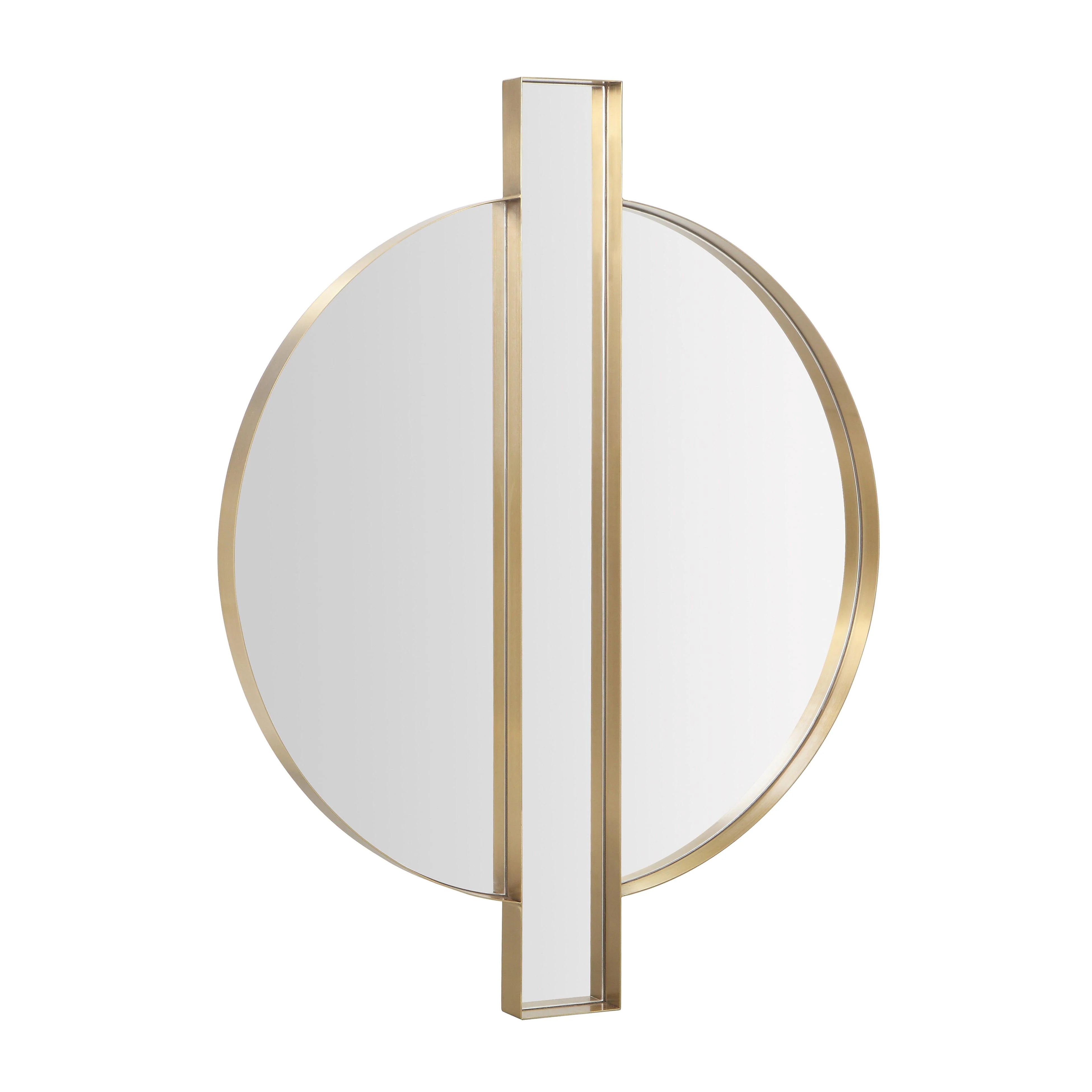 Carri 30"X39" Gold Round Wall Mirror