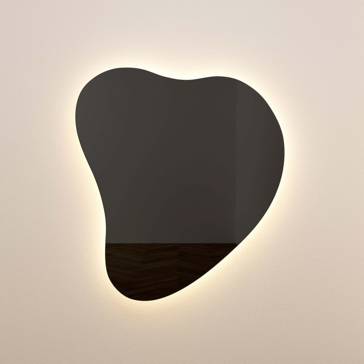 Miroir mural teinté noir en forme de larme à LED Phoebe