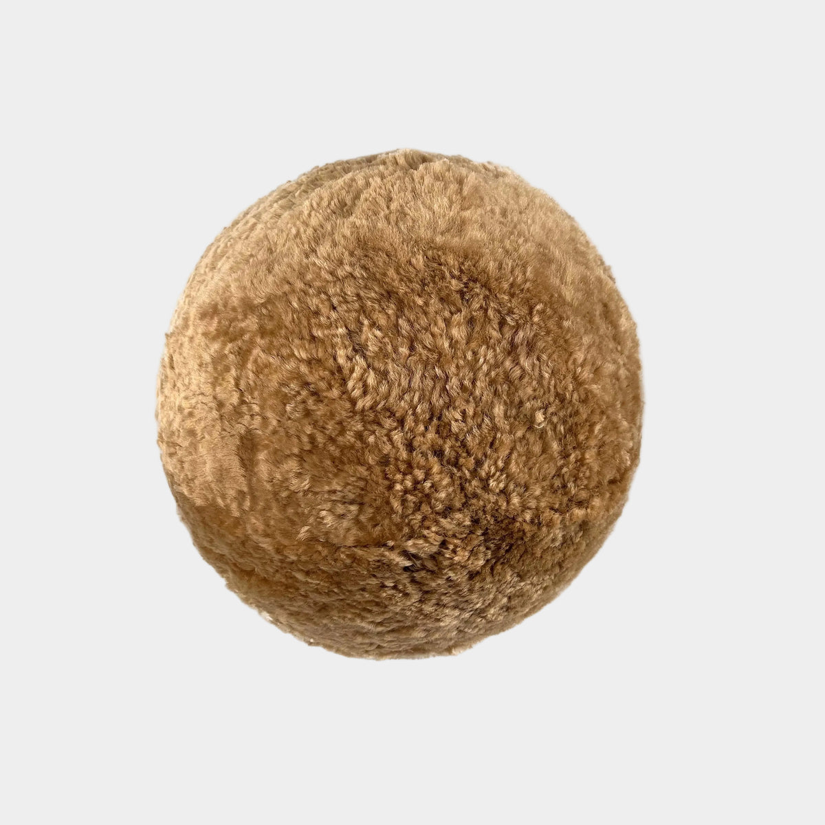 New Zealand Brown Genuine Sheepskin Ball Throw Pillow (8"-12")