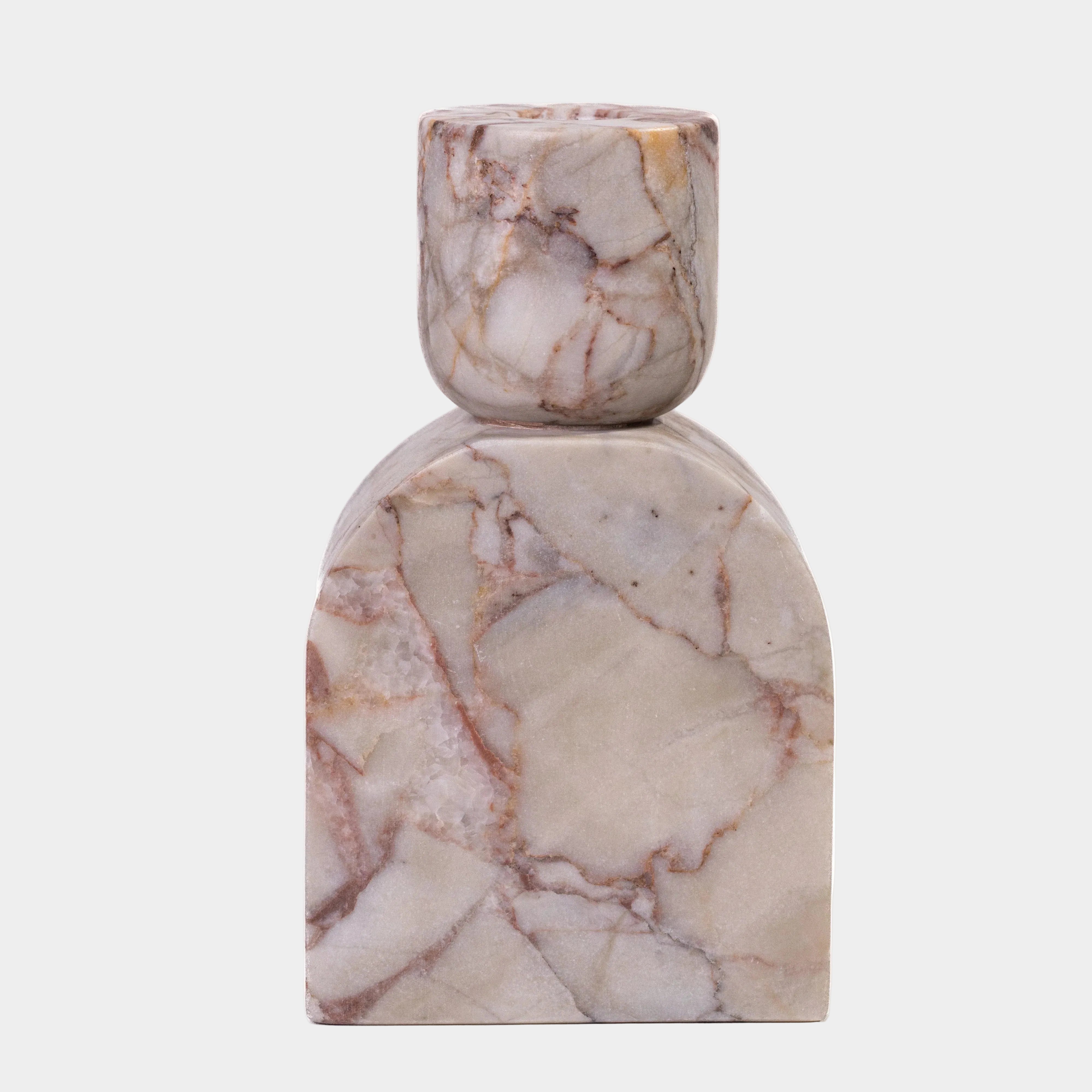 Marble White Brown Foundation Candle Holder
