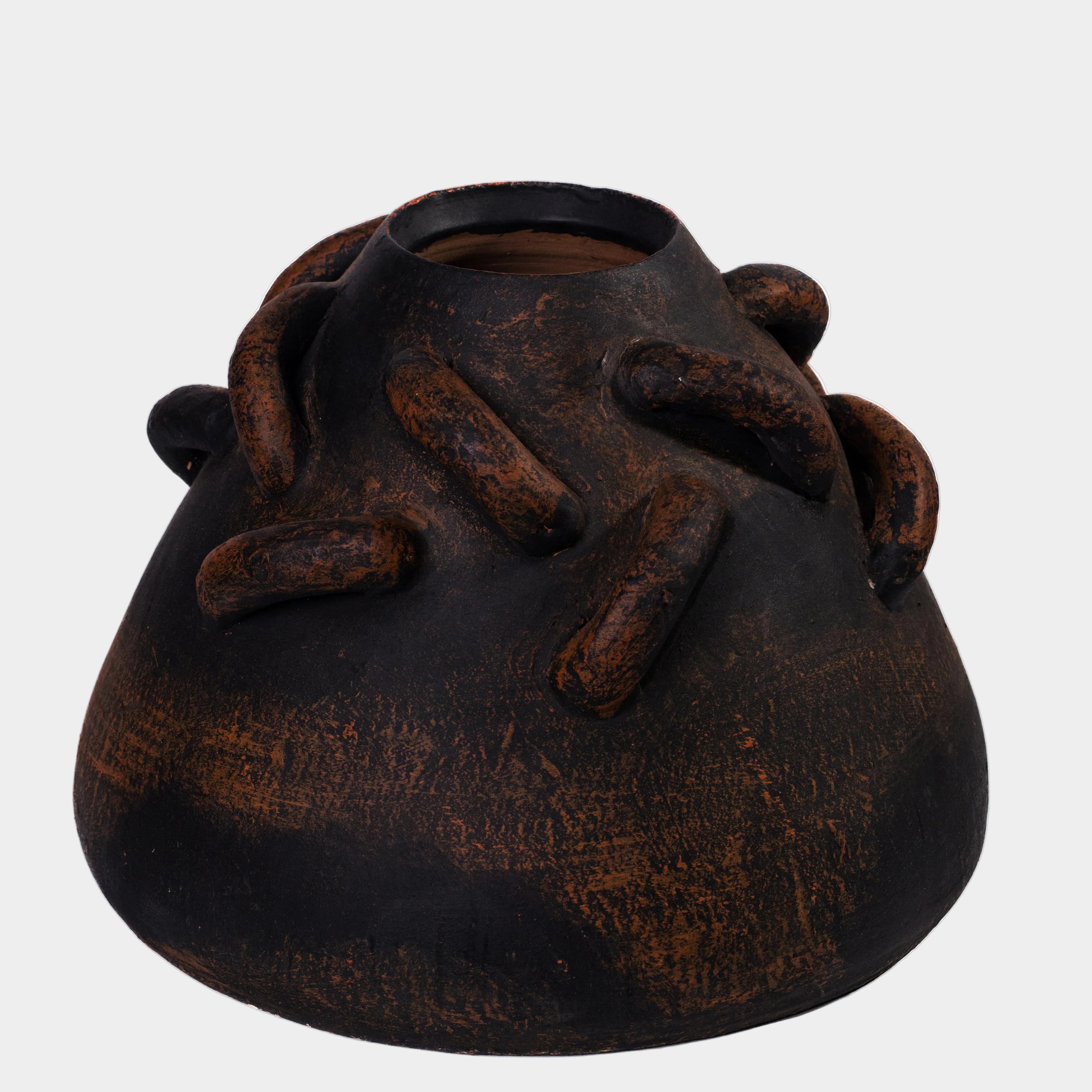 Visha Roped Dark Terracotta Decorative Vase