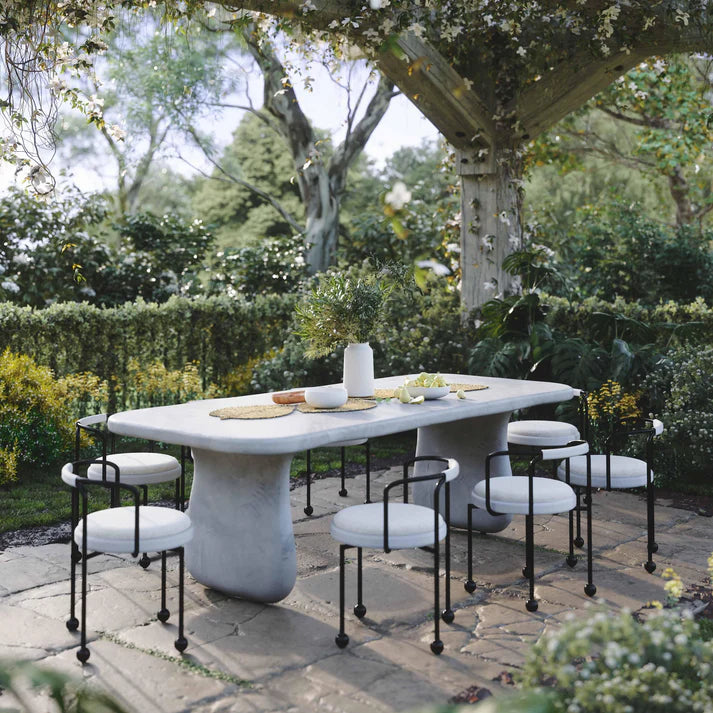 Athen Grey Faux Stone Indoor / Outdoor 95" Rectangular Dining Table