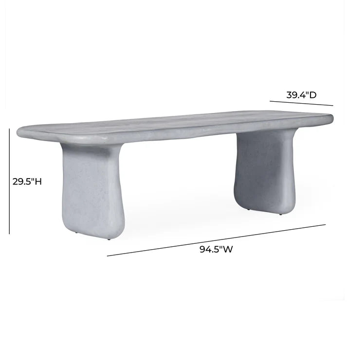 Athen Grey Faux Stone Indoor / Outdoor 95" Rectangular Dining Table