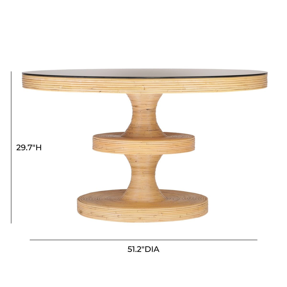 Table à manger ronde en rotin naturel Apollonia de 51 po