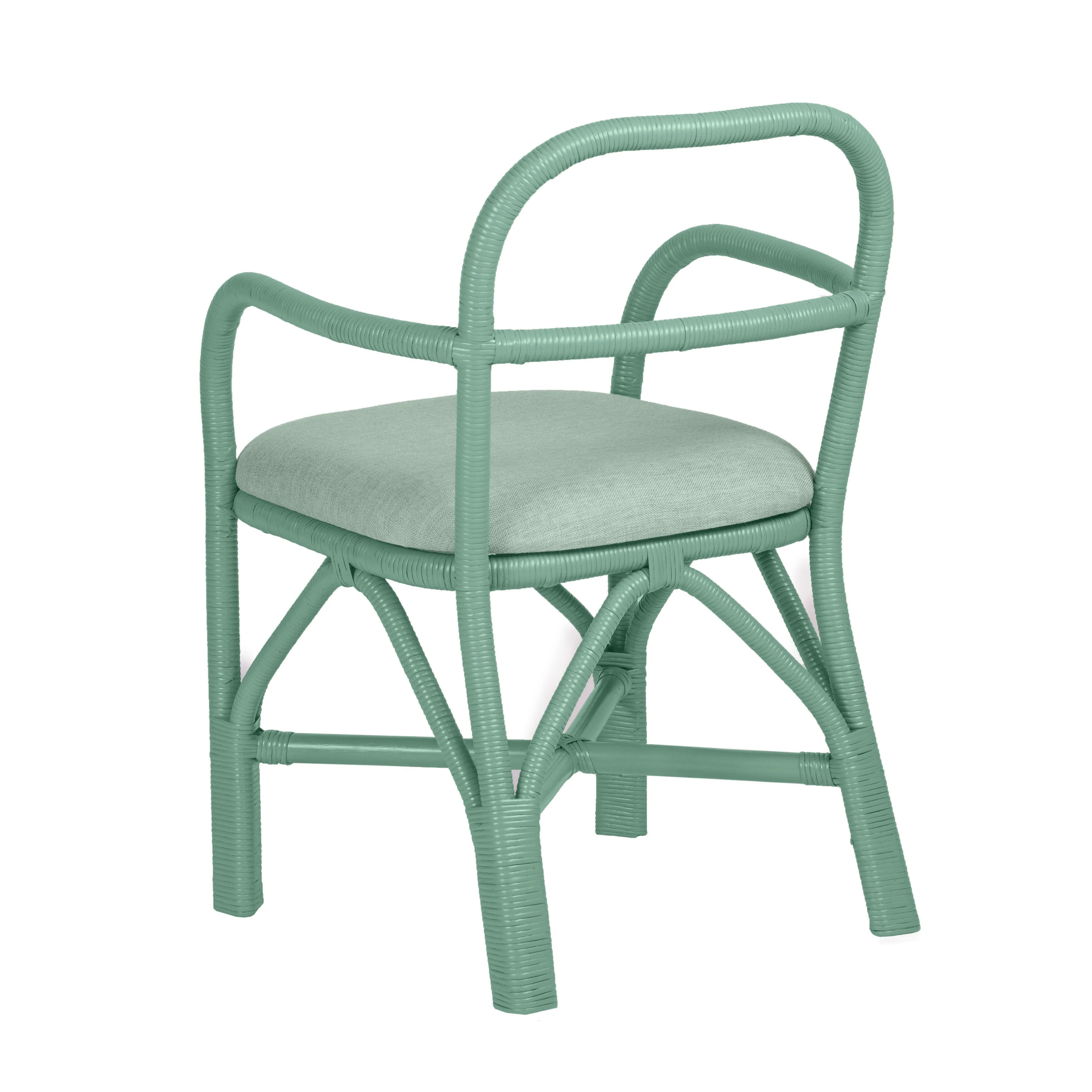 Chaise de salle à manger en rotin vert Ginny