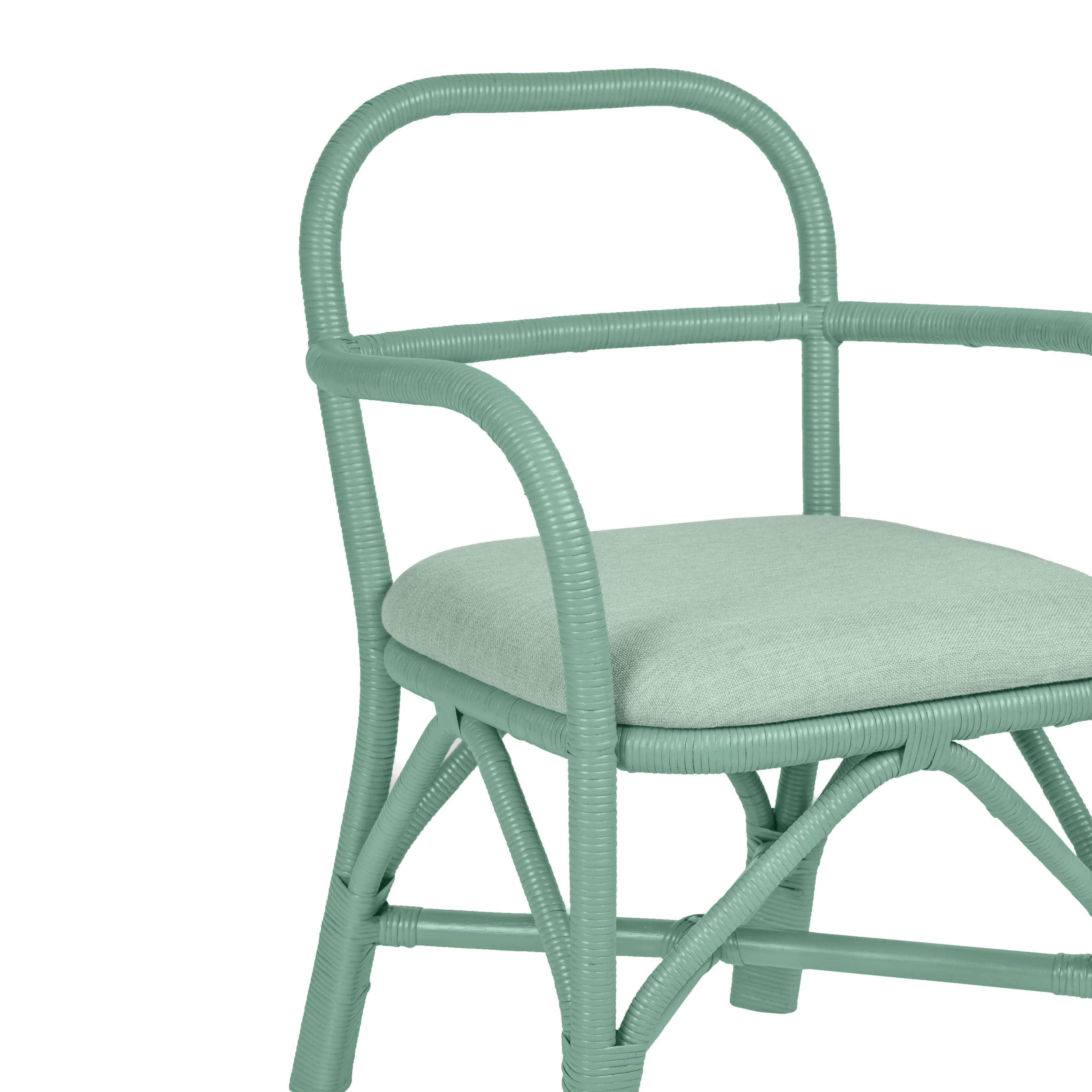 Chaise de salle à manger en rotin vert Ginny
