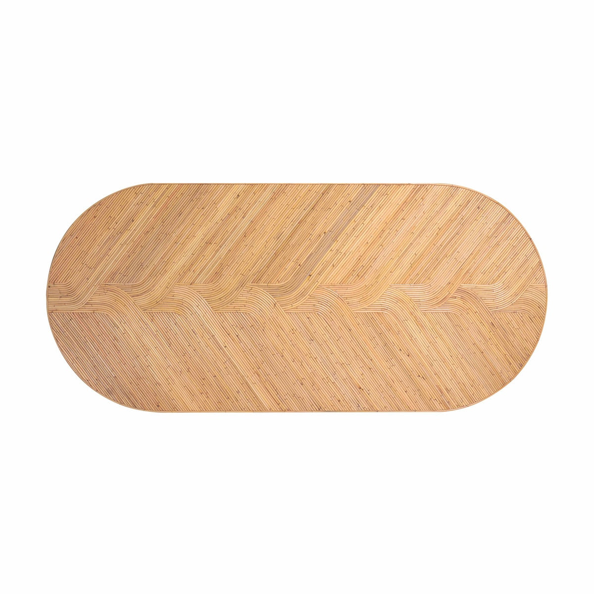 Table à manger ovale en rotin naturel et verre Caren de 95 po