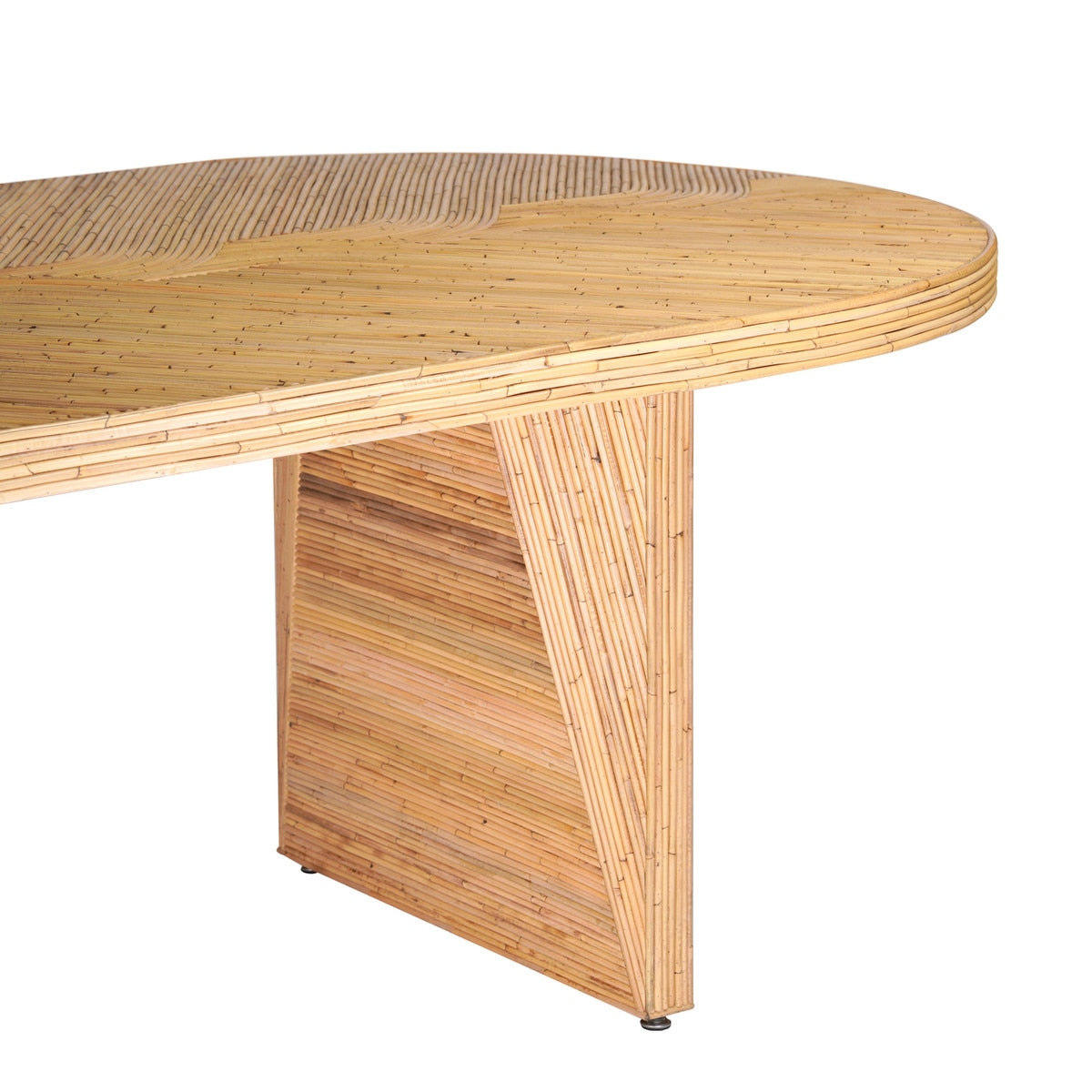 Table à manger ovale en rotin naturel et verre Caren de 95 po