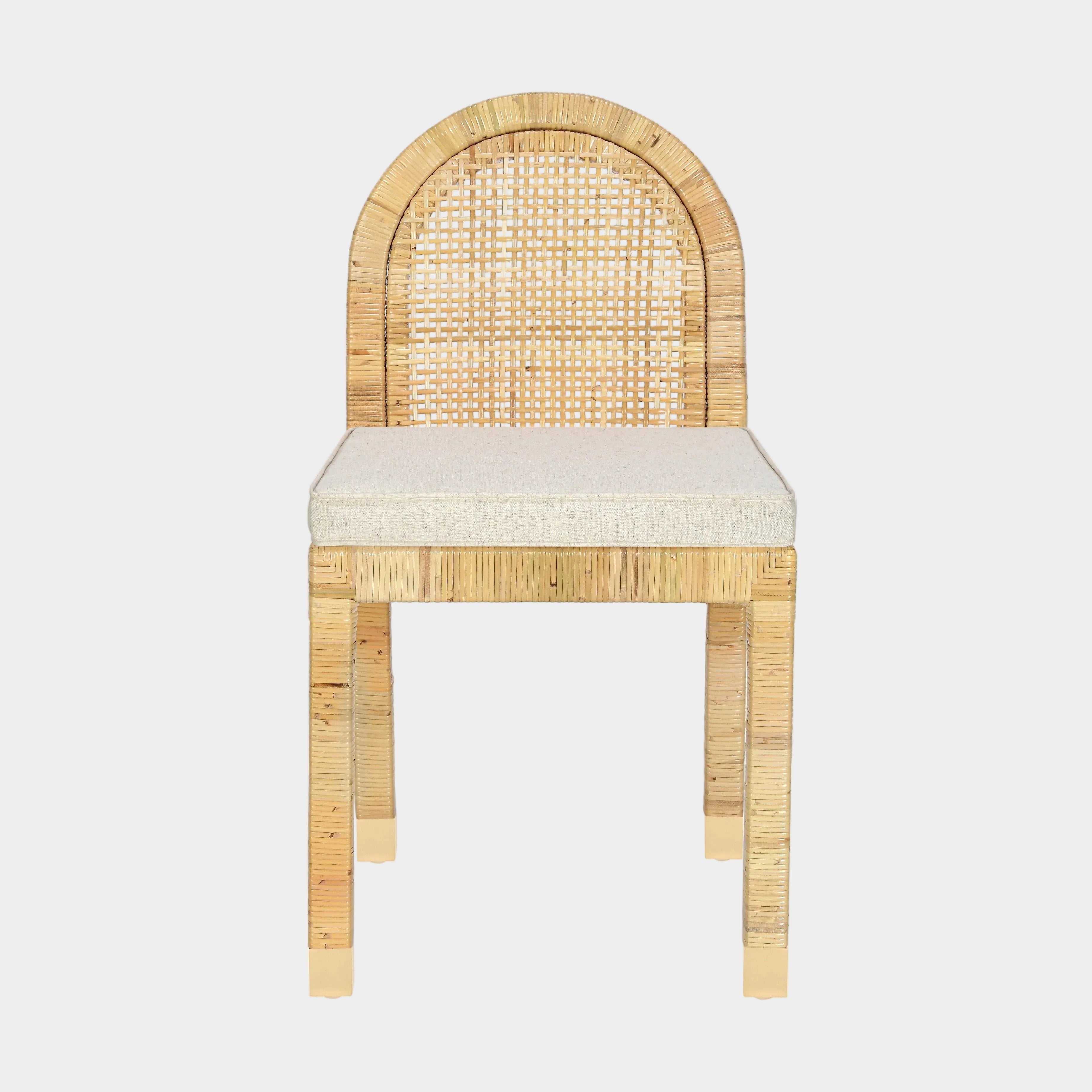 Amara Cream Contract-Grade Linen Arched Dining Chair
