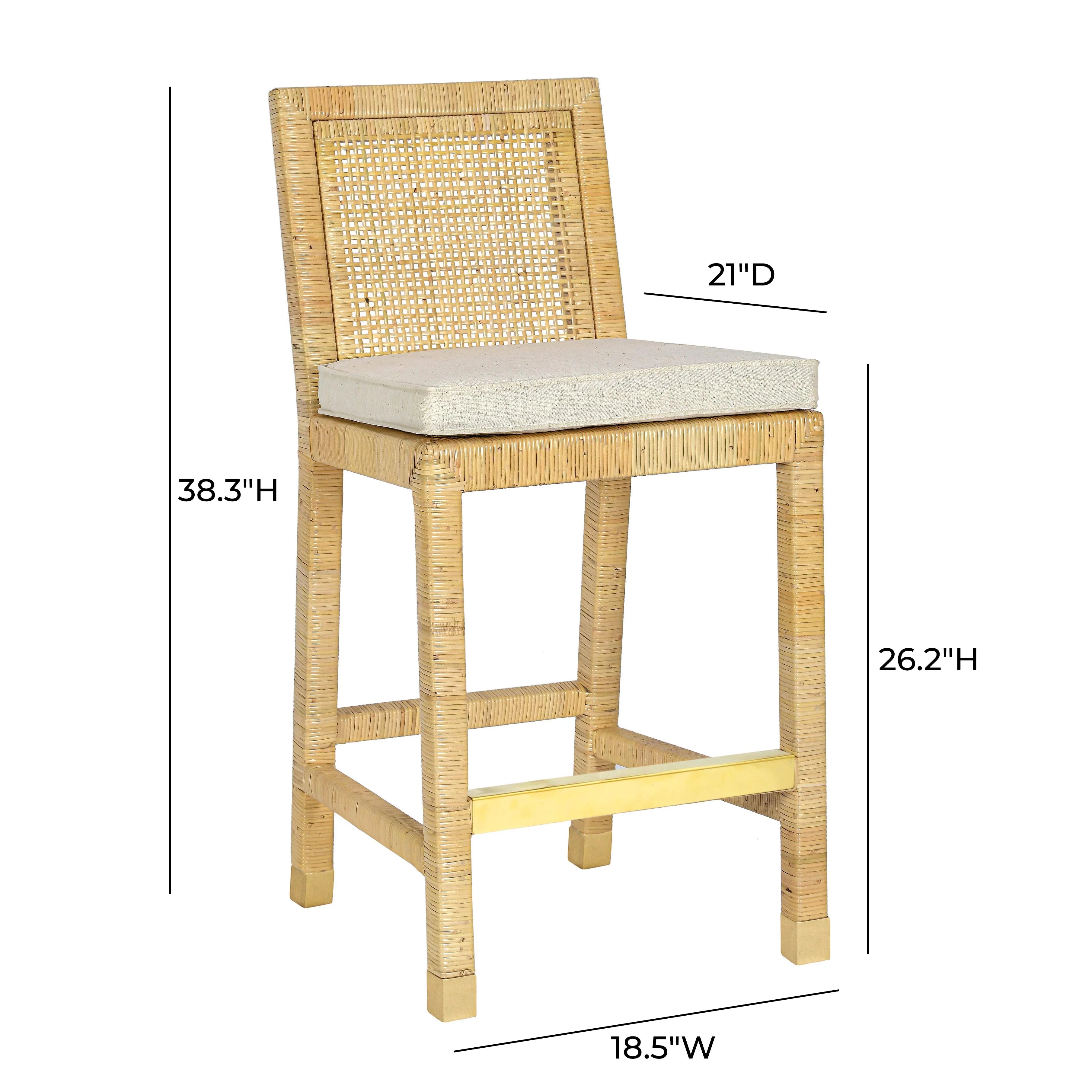 Amara Rattan & Cream Contract-Grade Linen Stool