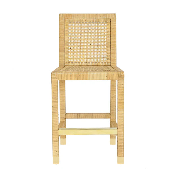 Amara Rattan & Cream Linen Stool