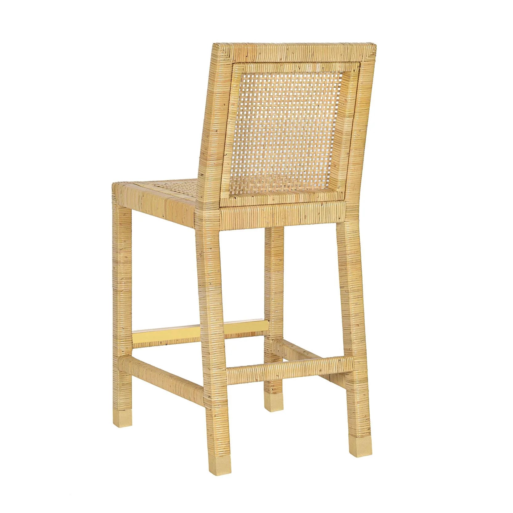 Amara Rattan & Cream Contract-Grade Linen Stool