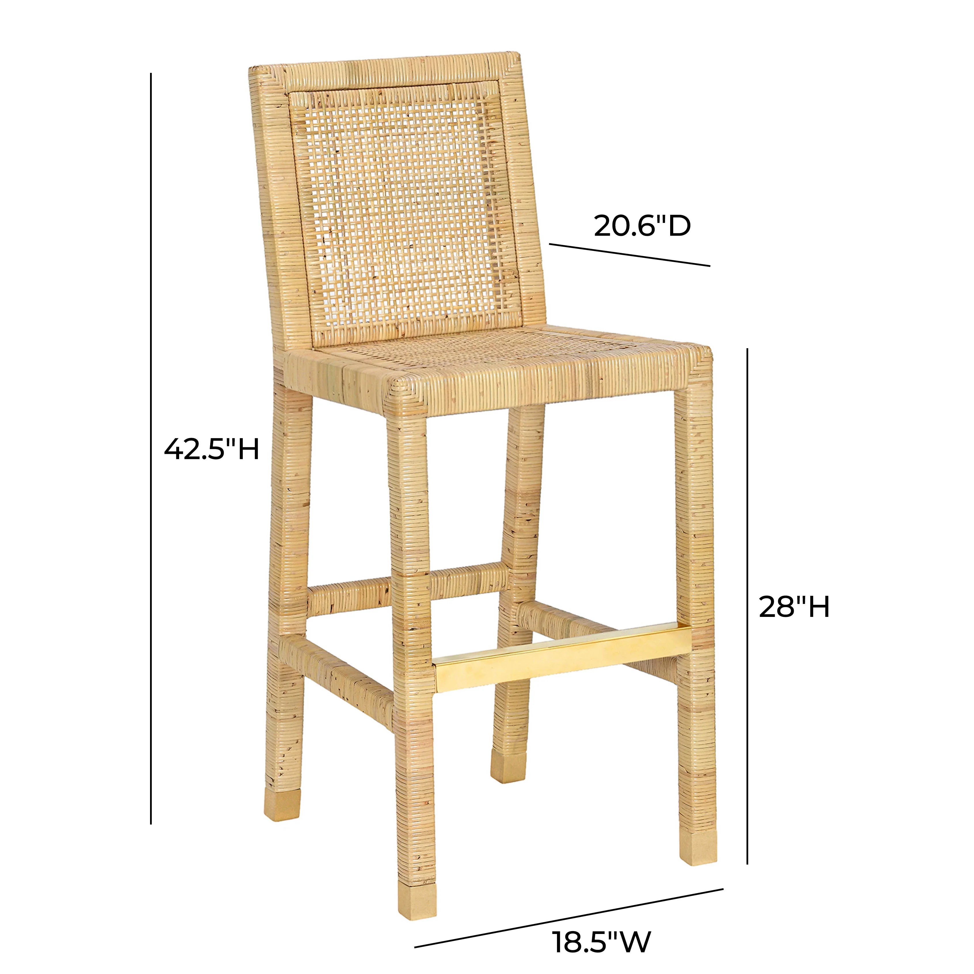 Amara Rattan & Cream Contract-Grade Linen Stool