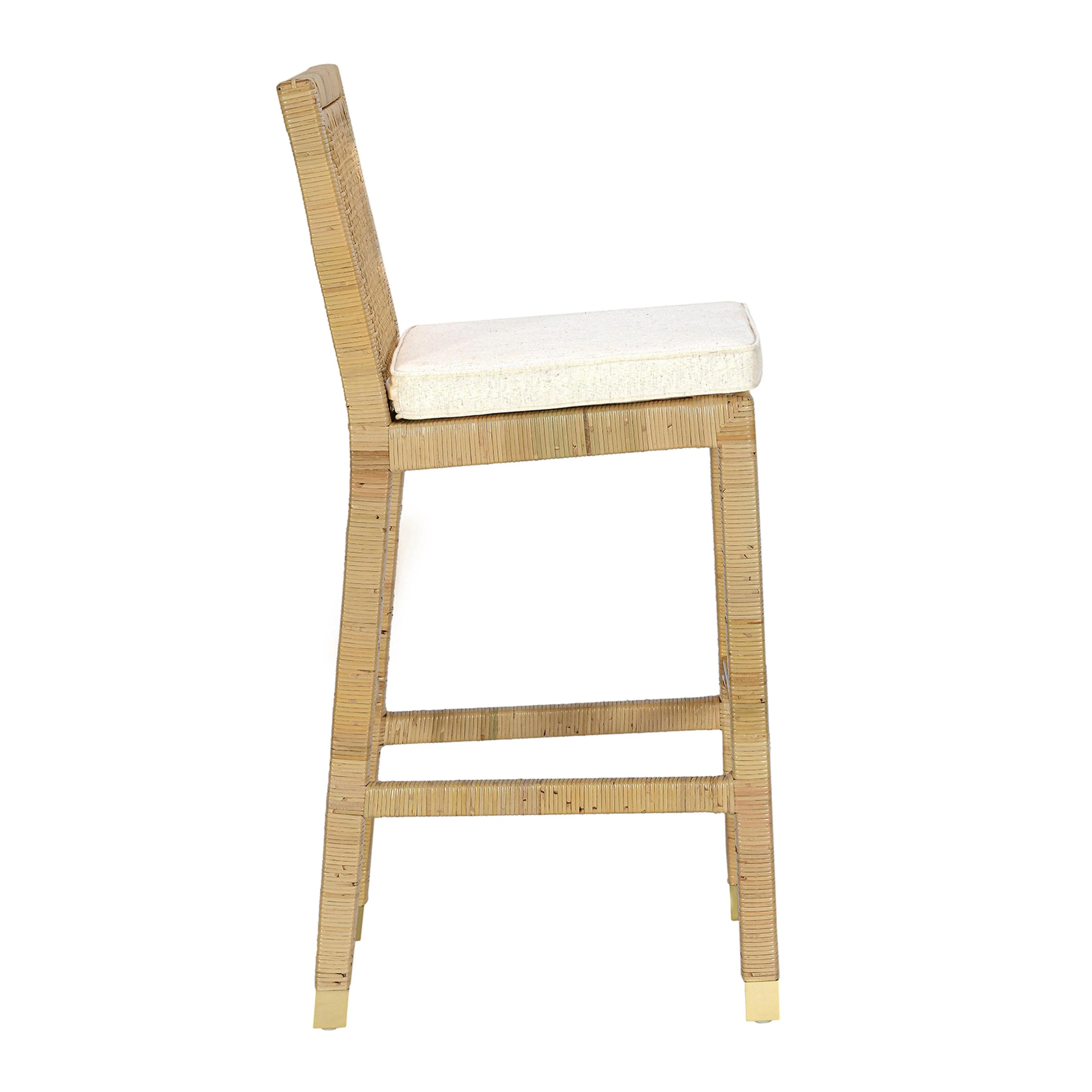 Amara Rattan & Cream Contract-Grade Linen Stool