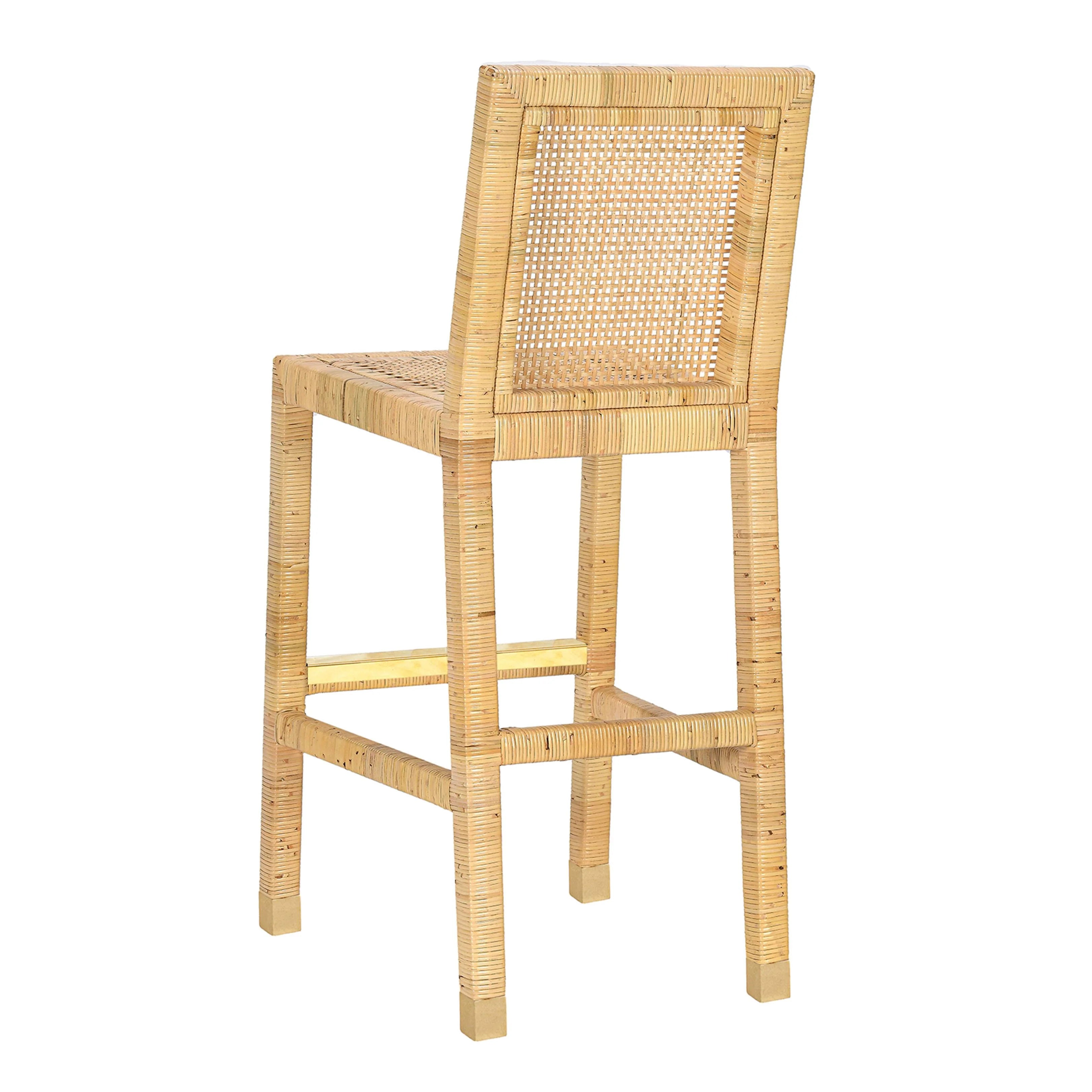 Amara Rattan & Cream Contract-Grade Linen Stool