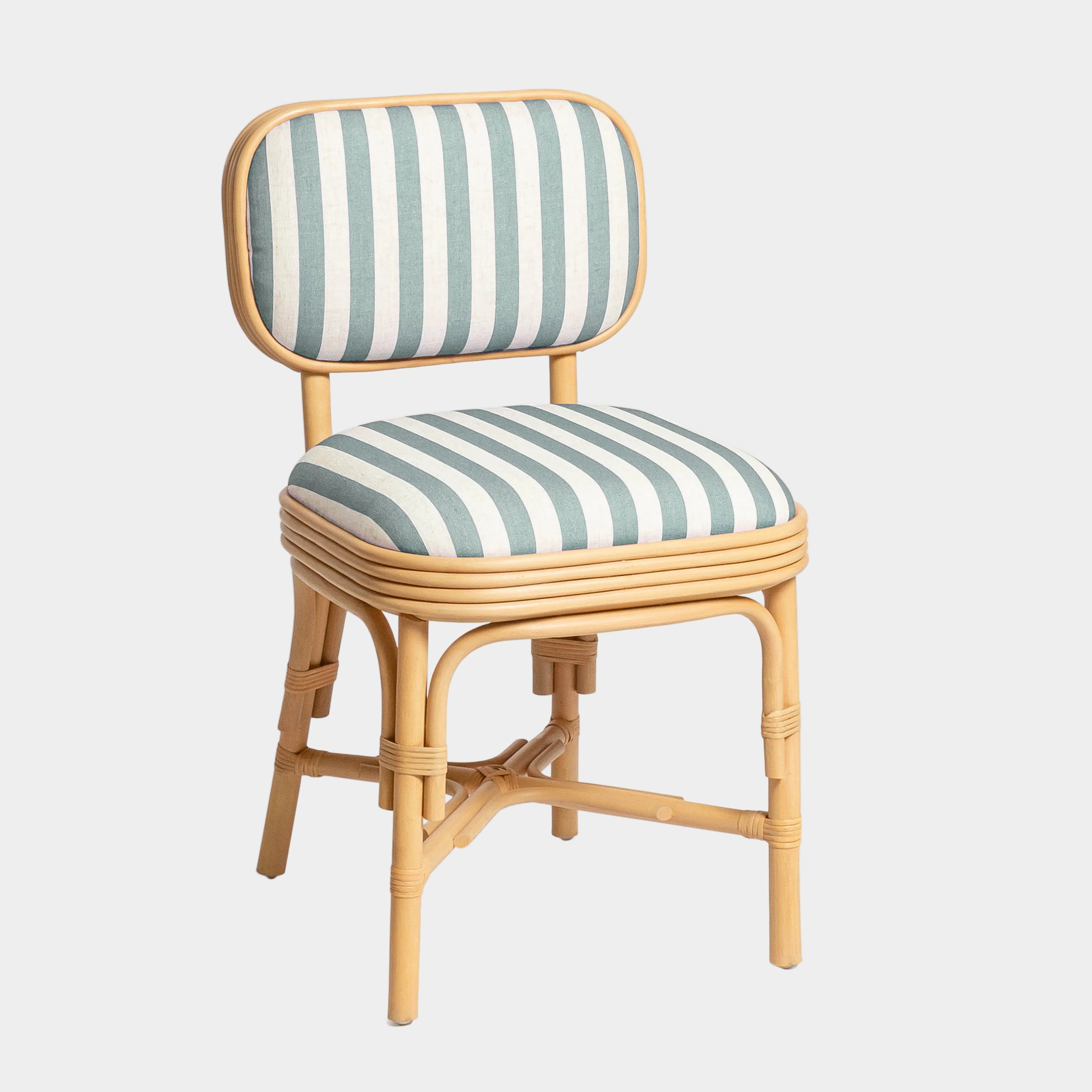 Dorine Striped Performance Linen & Rattan Dining Chair