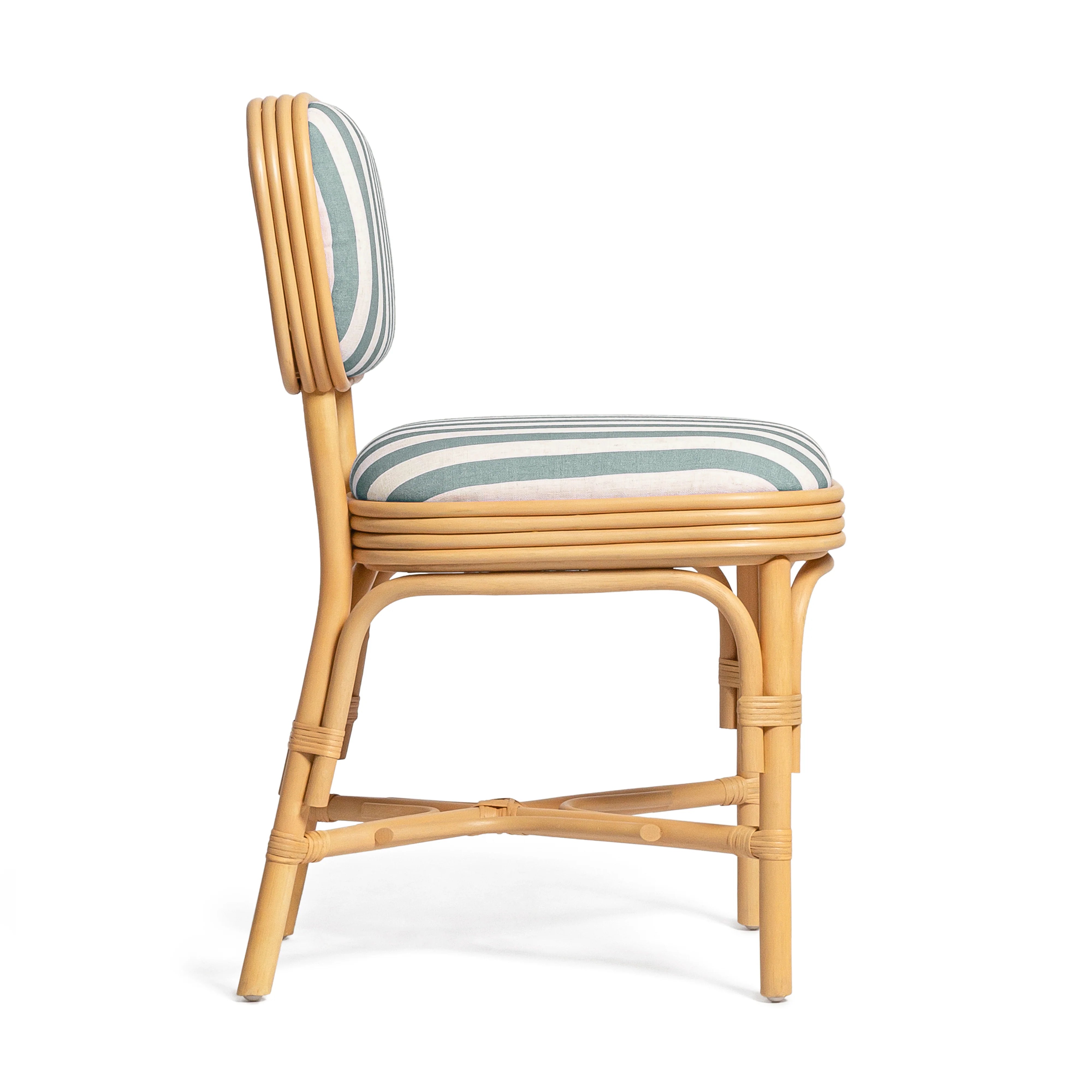 Dorine Striped Performance Linen & Rattan Dining Chair