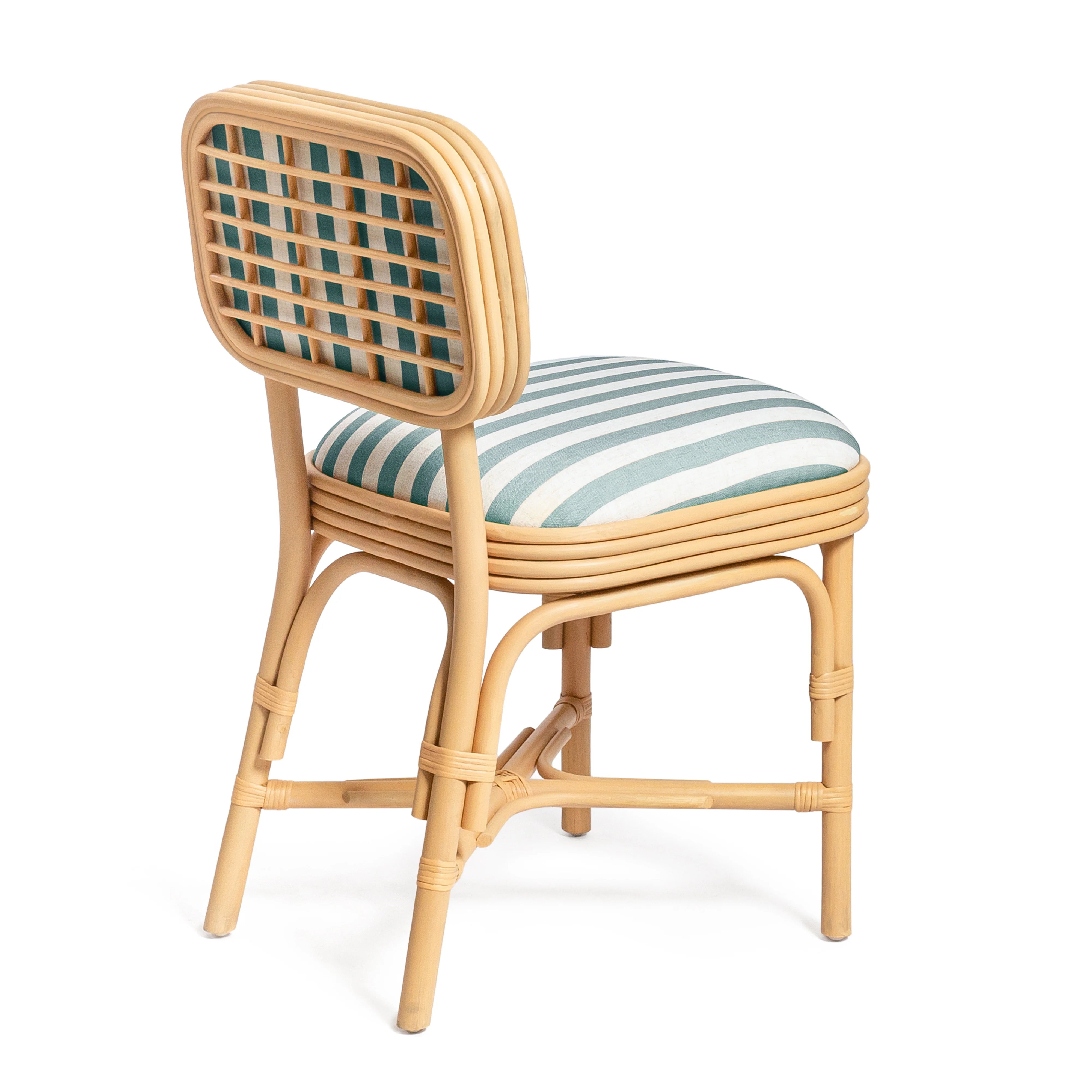 Dorine Striped Performance Linen & Rattan Dining Chair