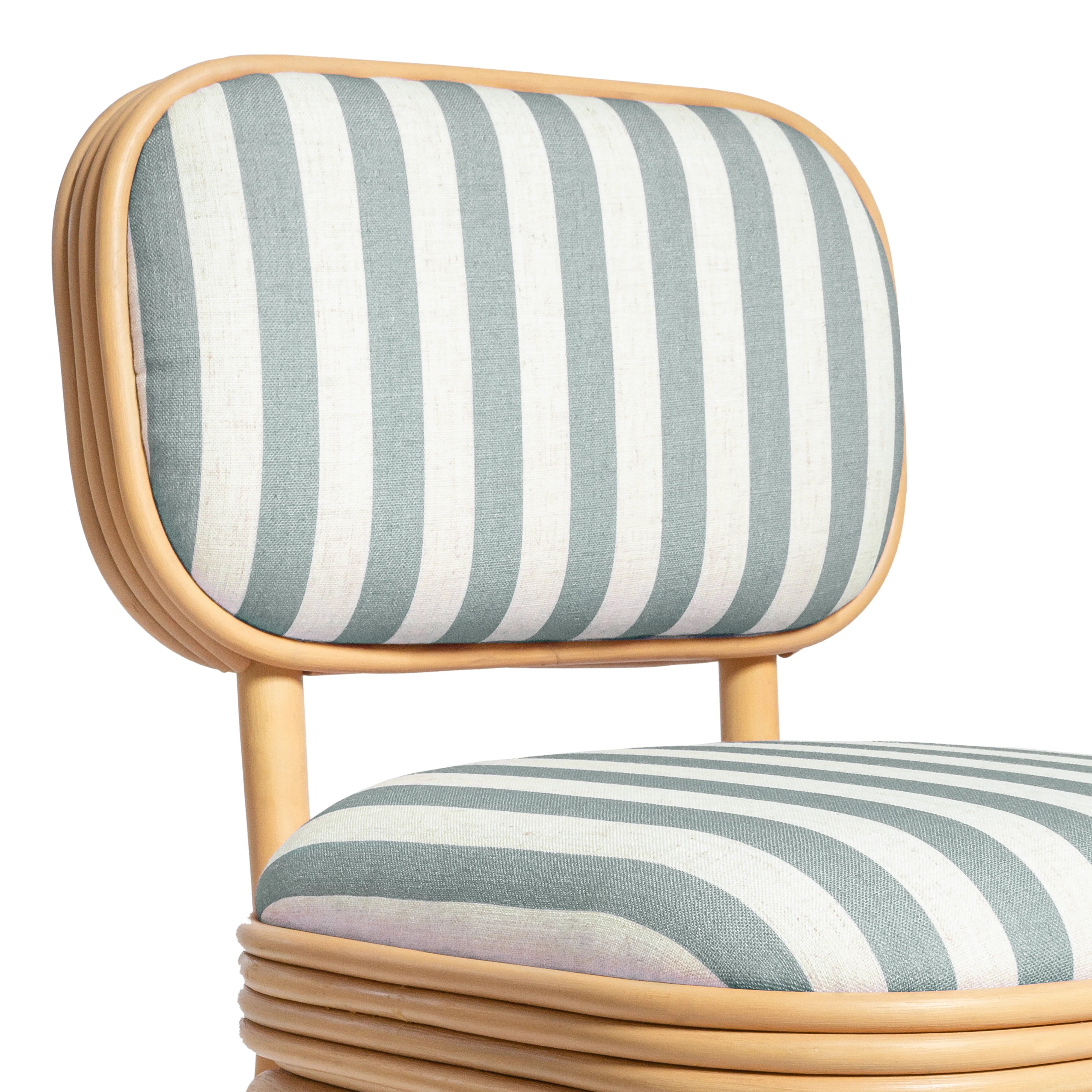 Dorine Striped Performance Linen & Rattan Dining Chair