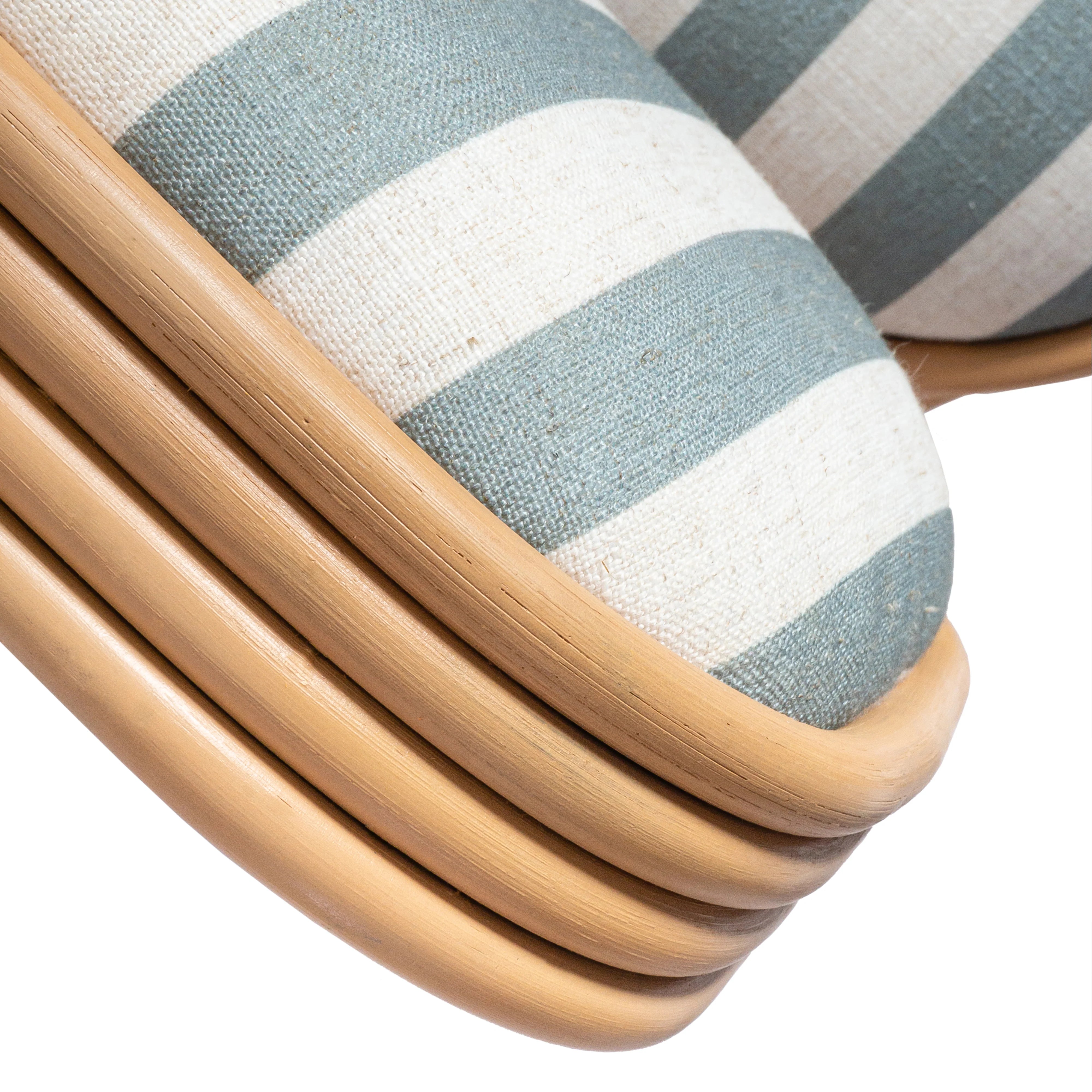 Dorine Striped Performance Linen & Rattan Dining Chair