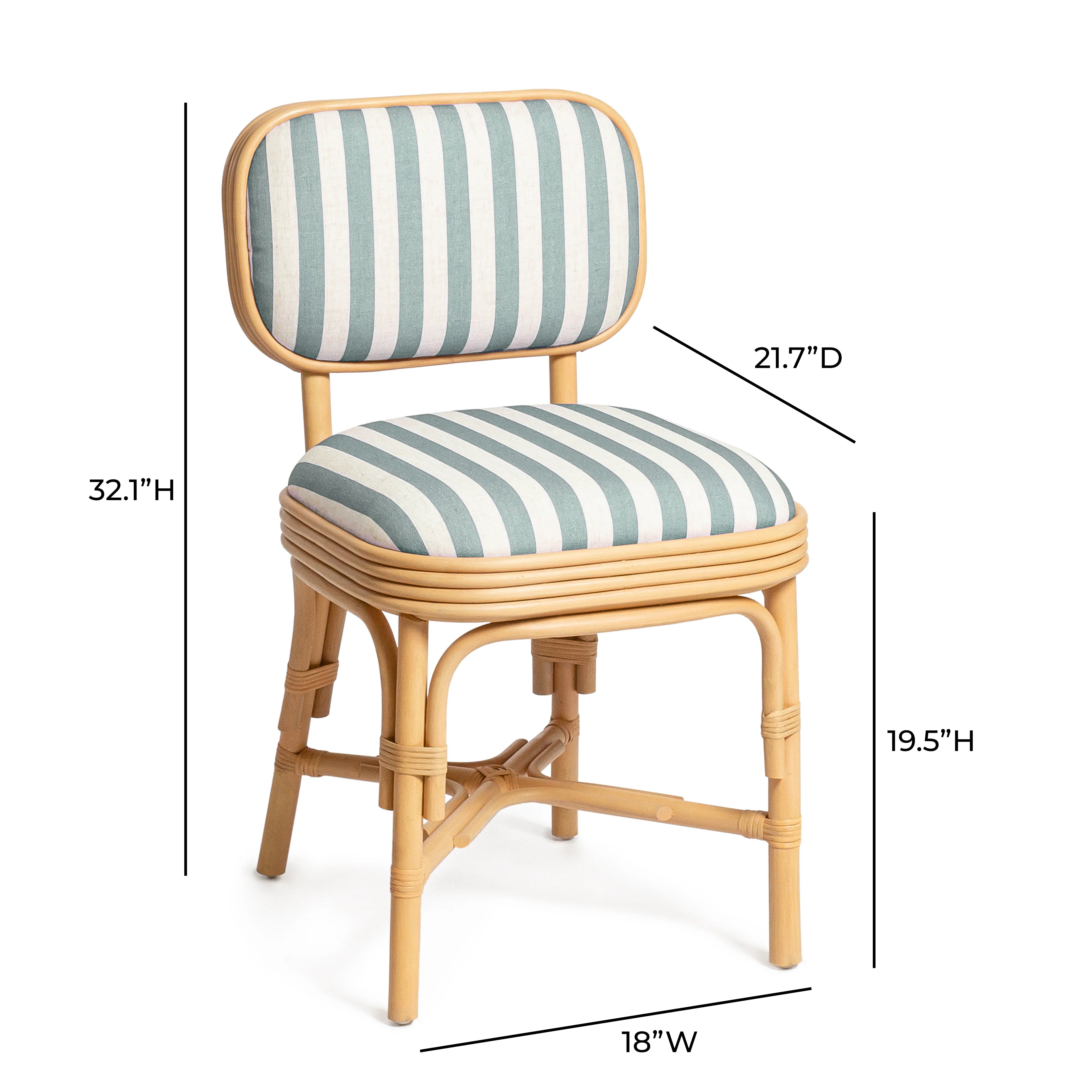 Dorine Striped Performance Linen & Rattan Dining Chair
