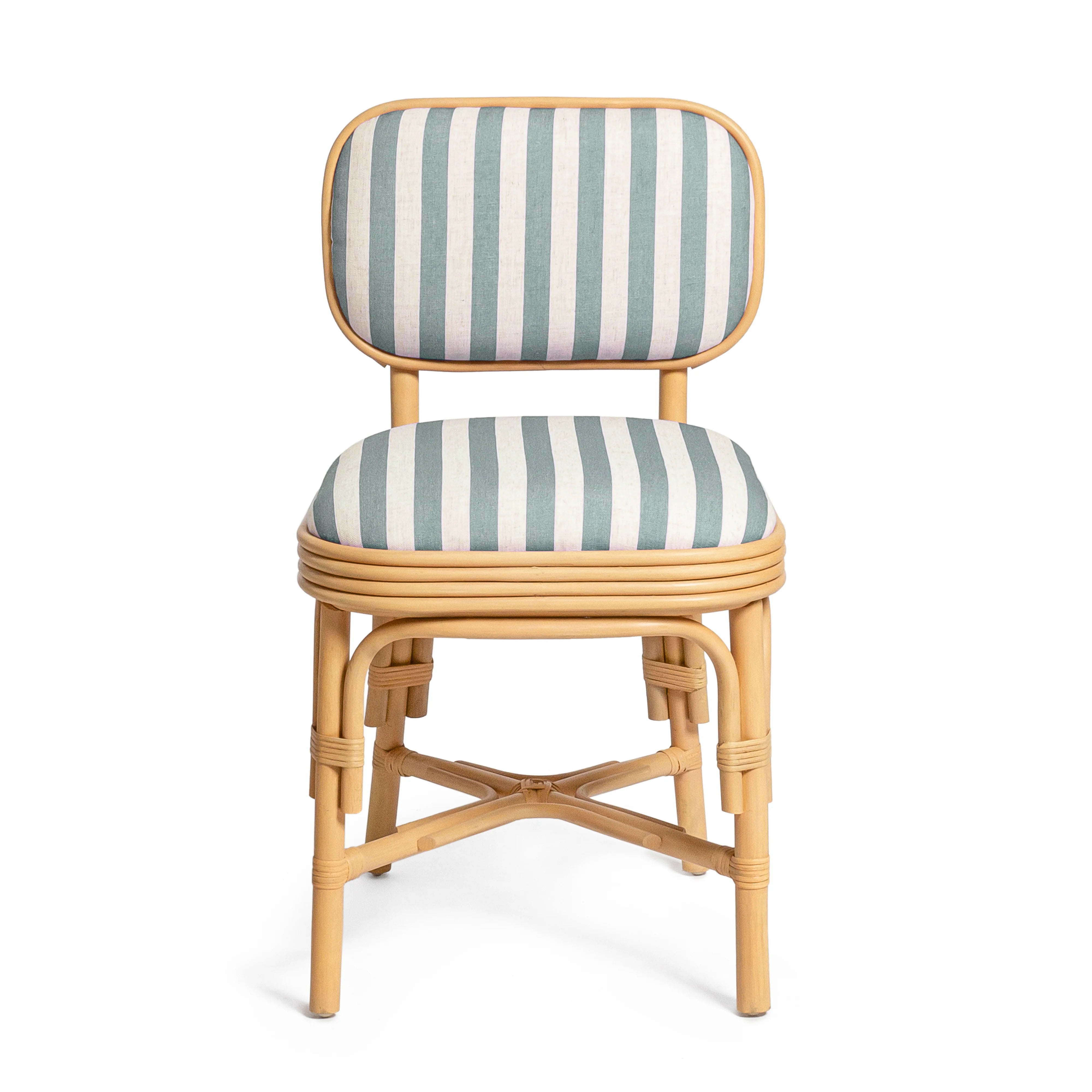 Dorine Striped Performance Linen & Rattan Dining Chair
