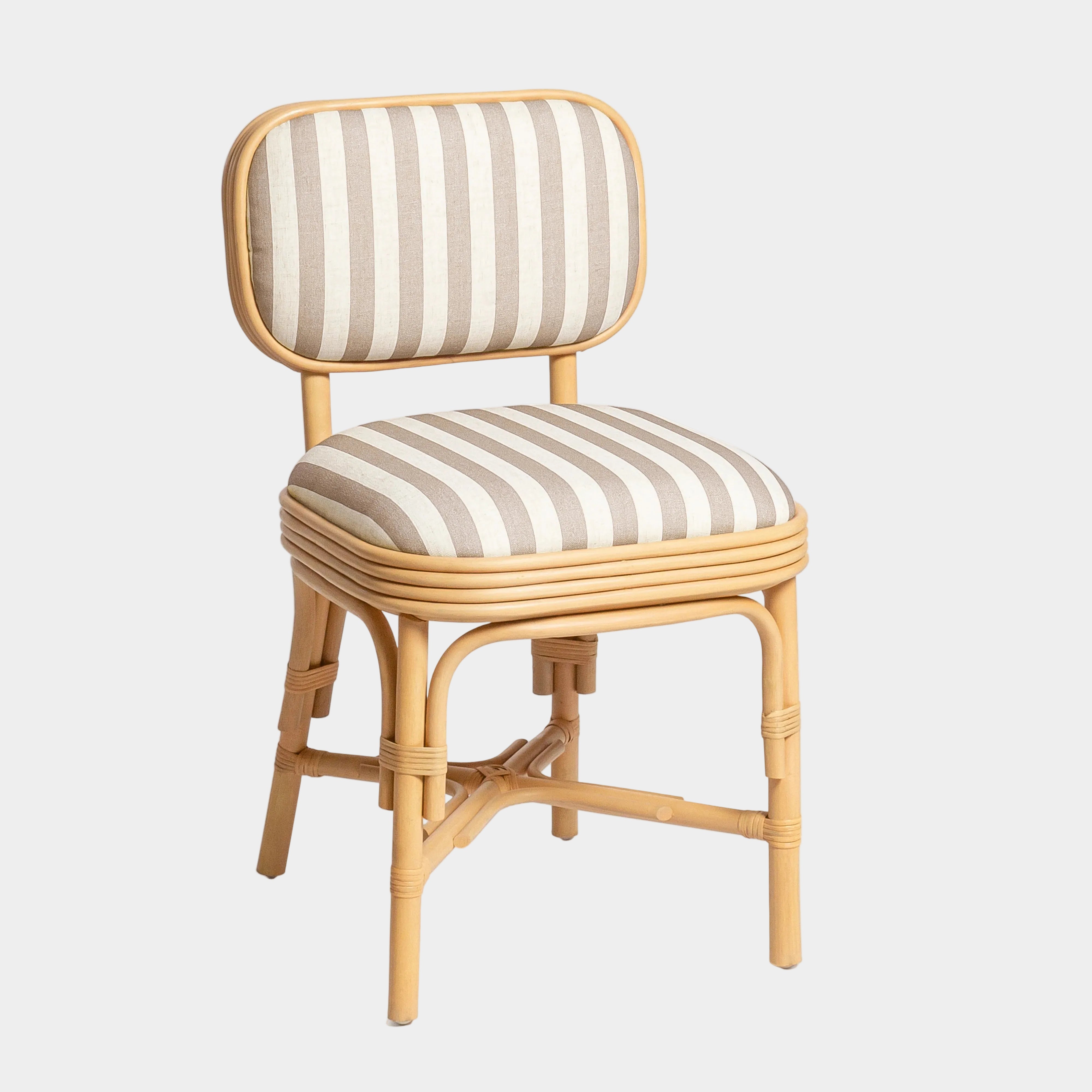 Dorine Striped Performance Linen & Rattan Dining Chair
