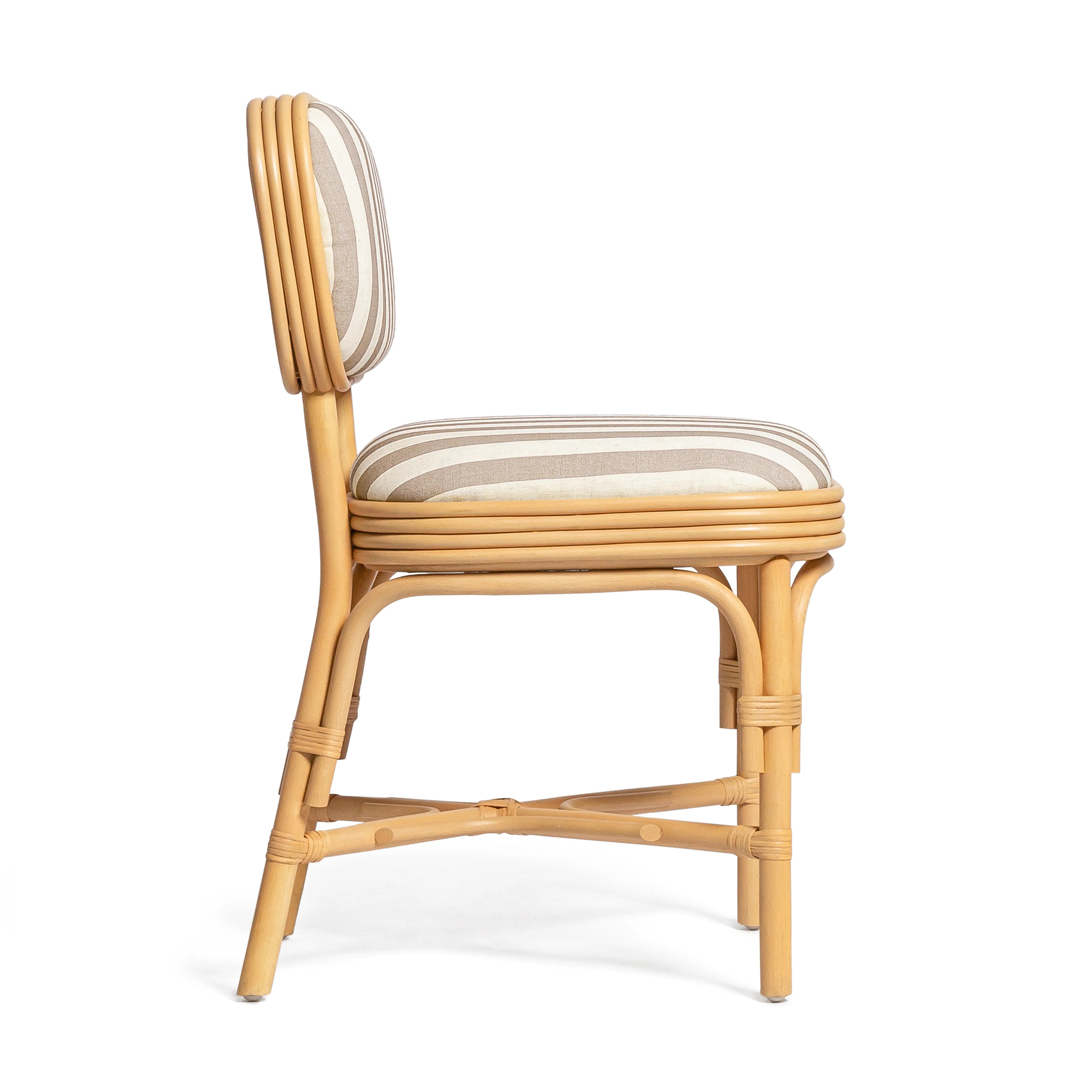 Dorine Striped Performance Linen & Rattan Dining Chair