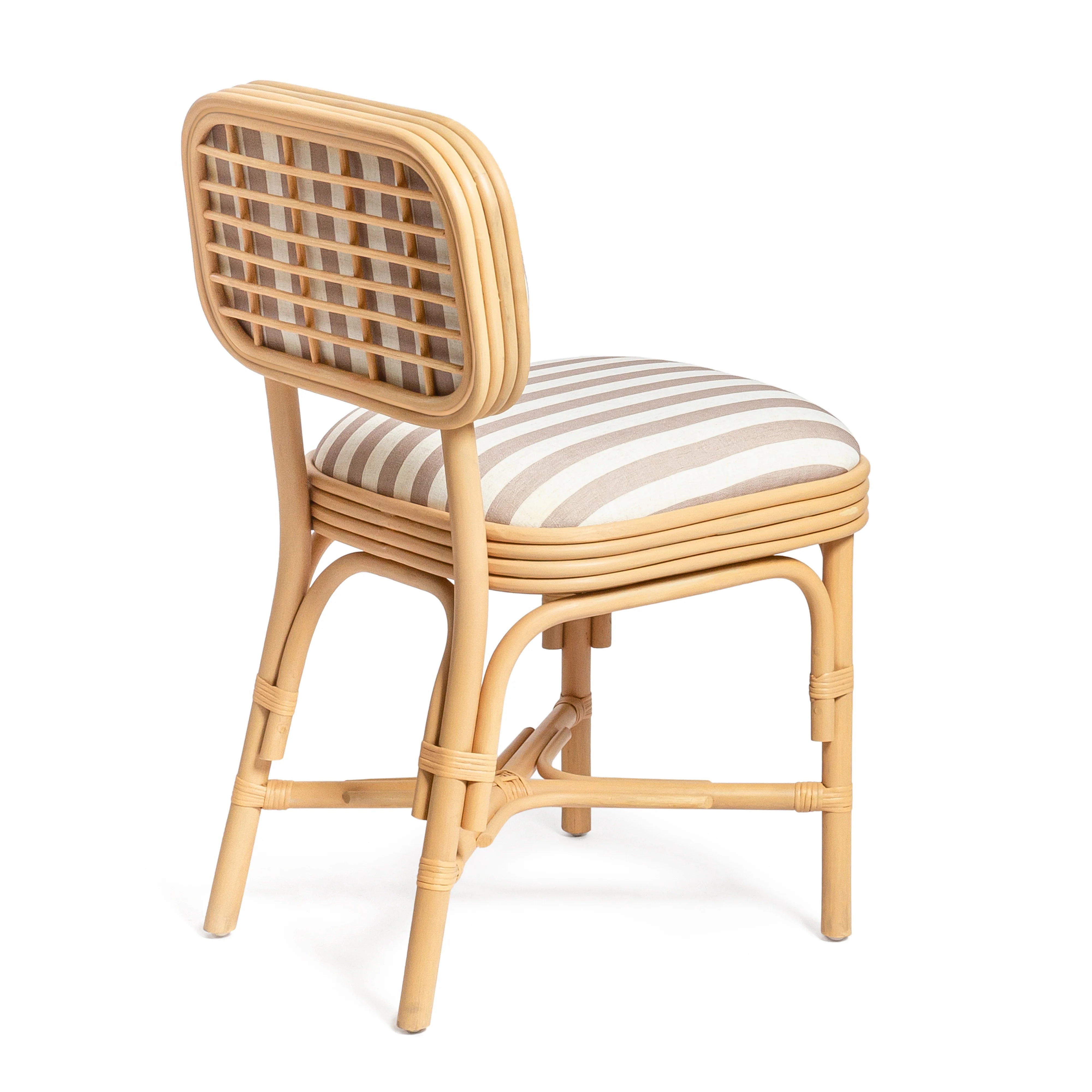 Dorine Striped Performance Linen & Rattan Dining Chair
