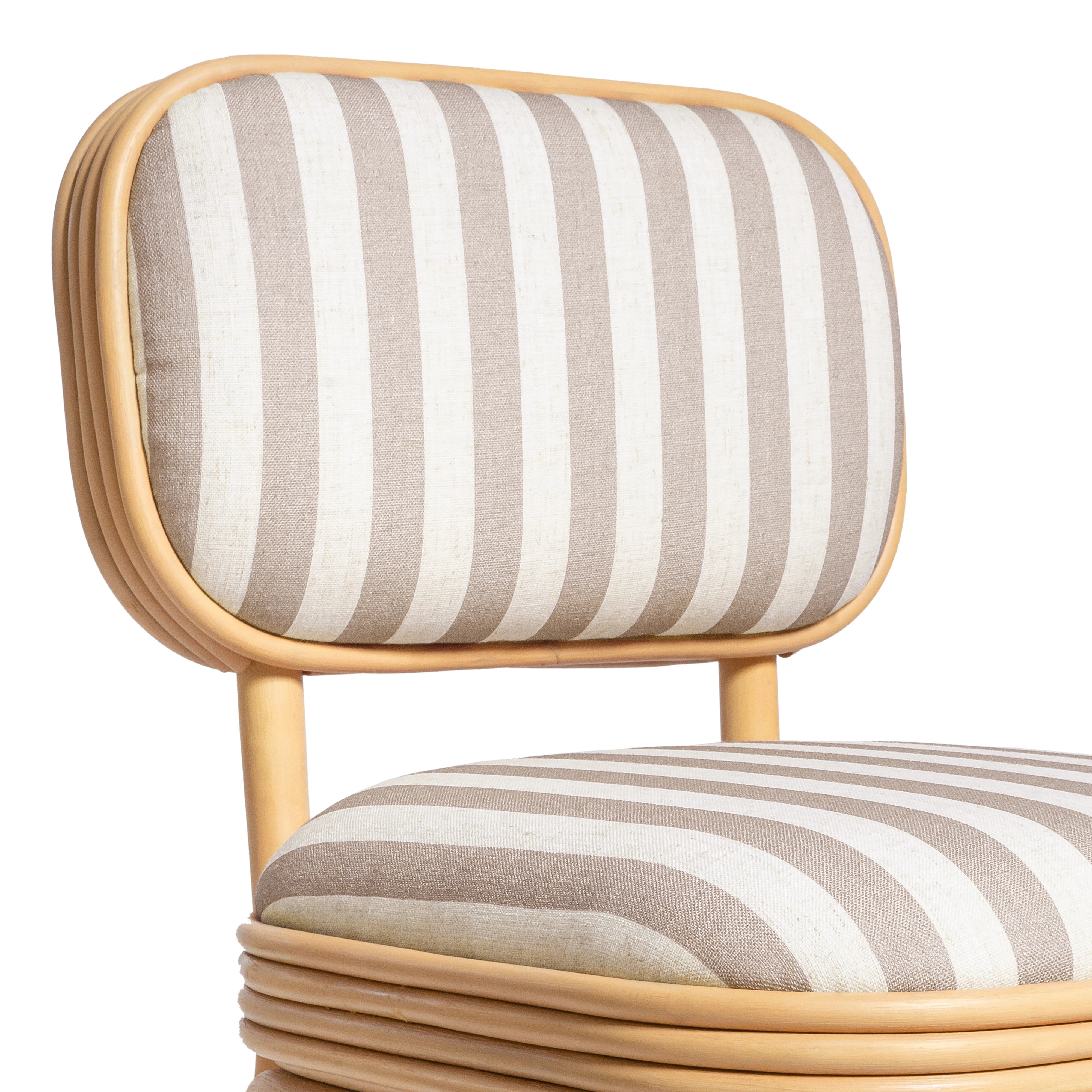 Dorine Striped Performance Linen & Rattan Dining Chair