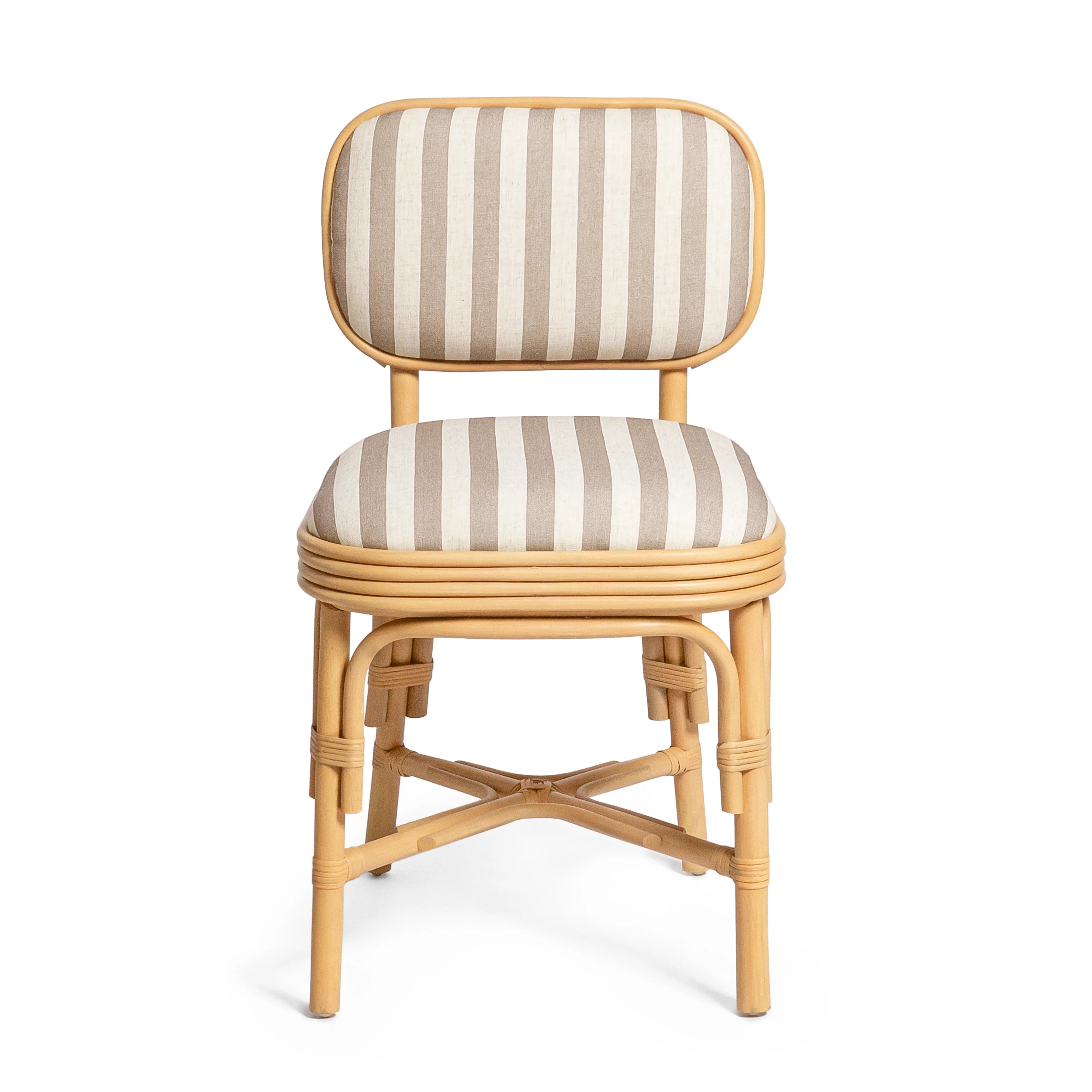 Dorine Striped Performance Linen & Rattan Dining Chair