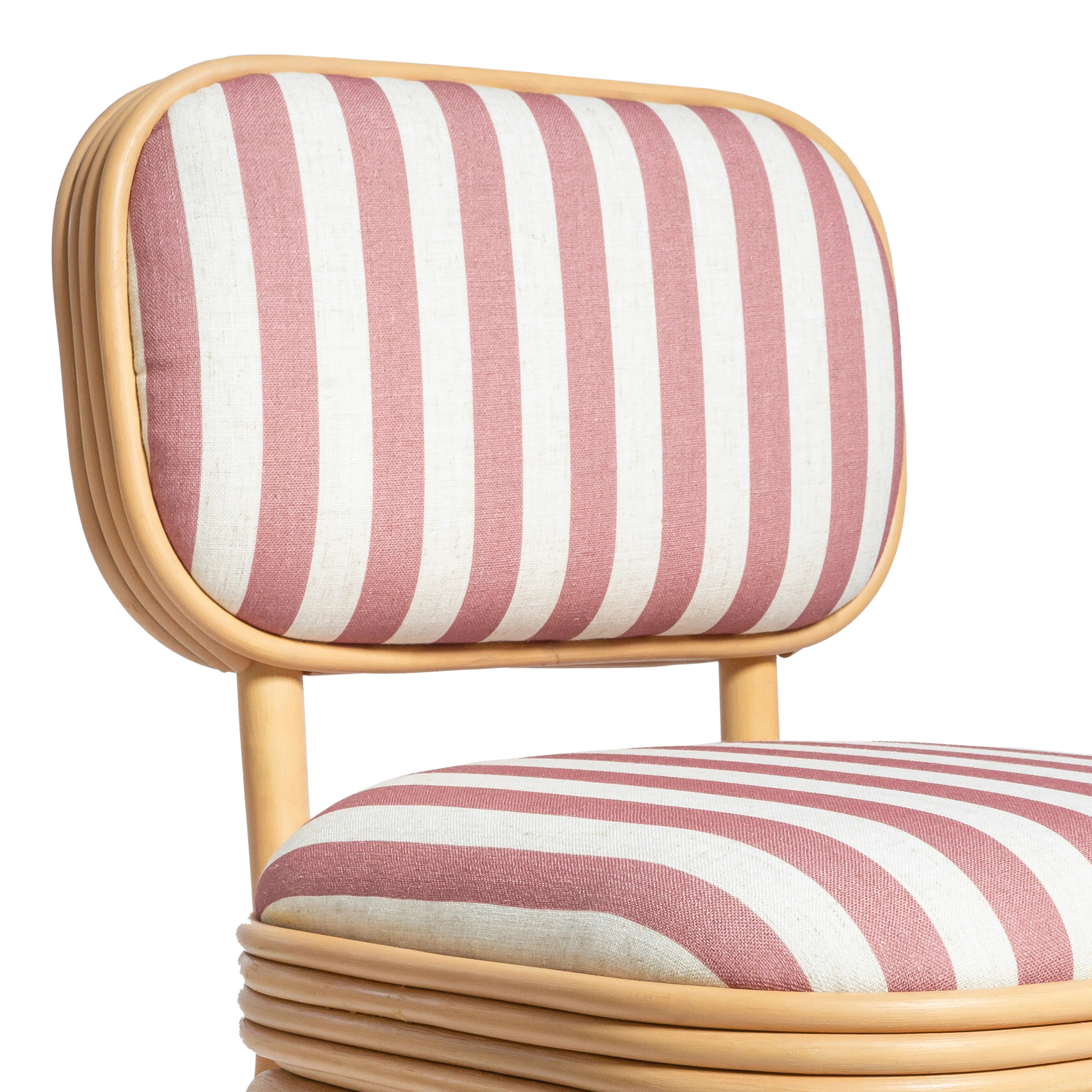 Dorine Striped Performance Linen & Rattan Dining Chair