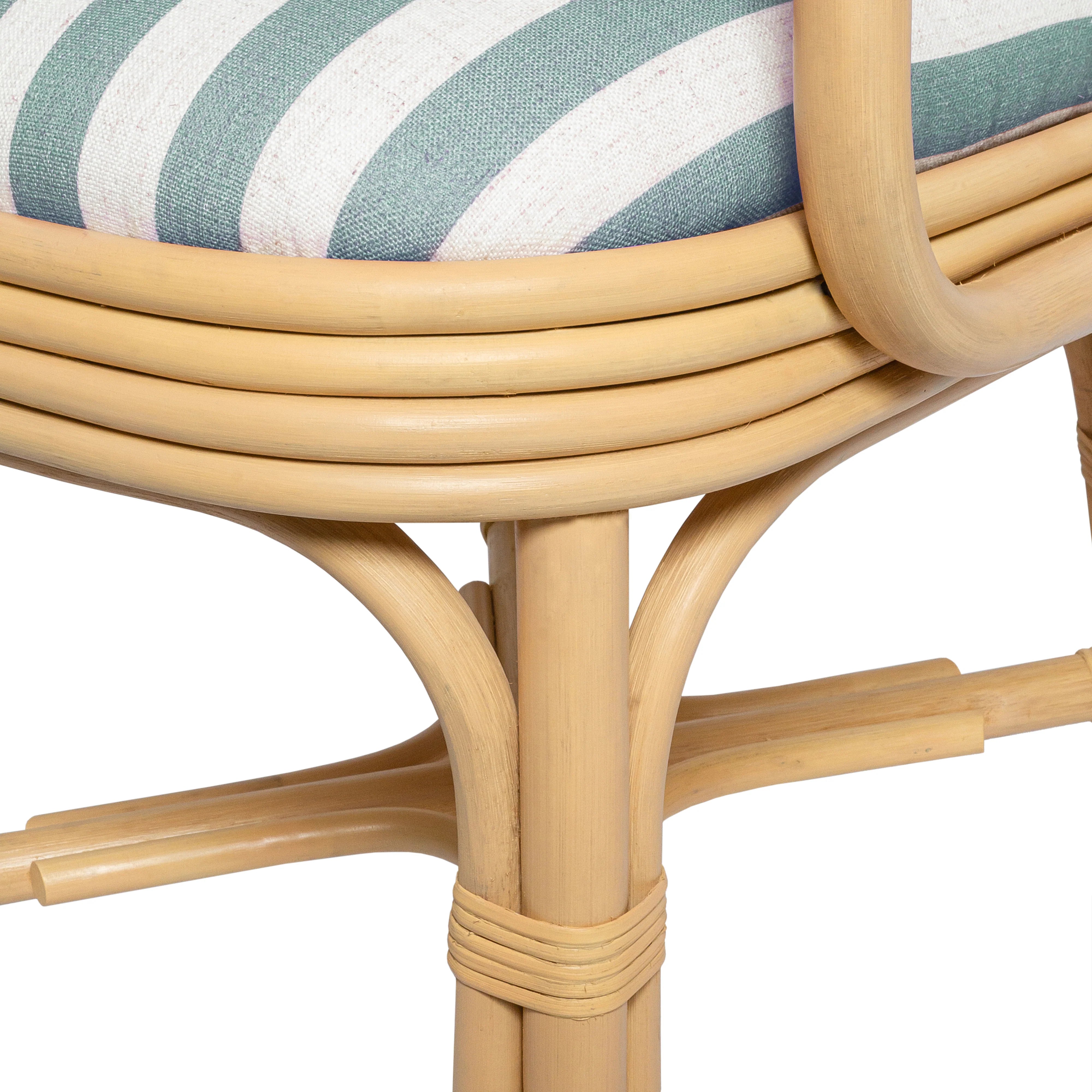 Dorine Striped Performance Linen & Rattan Dining Armchair