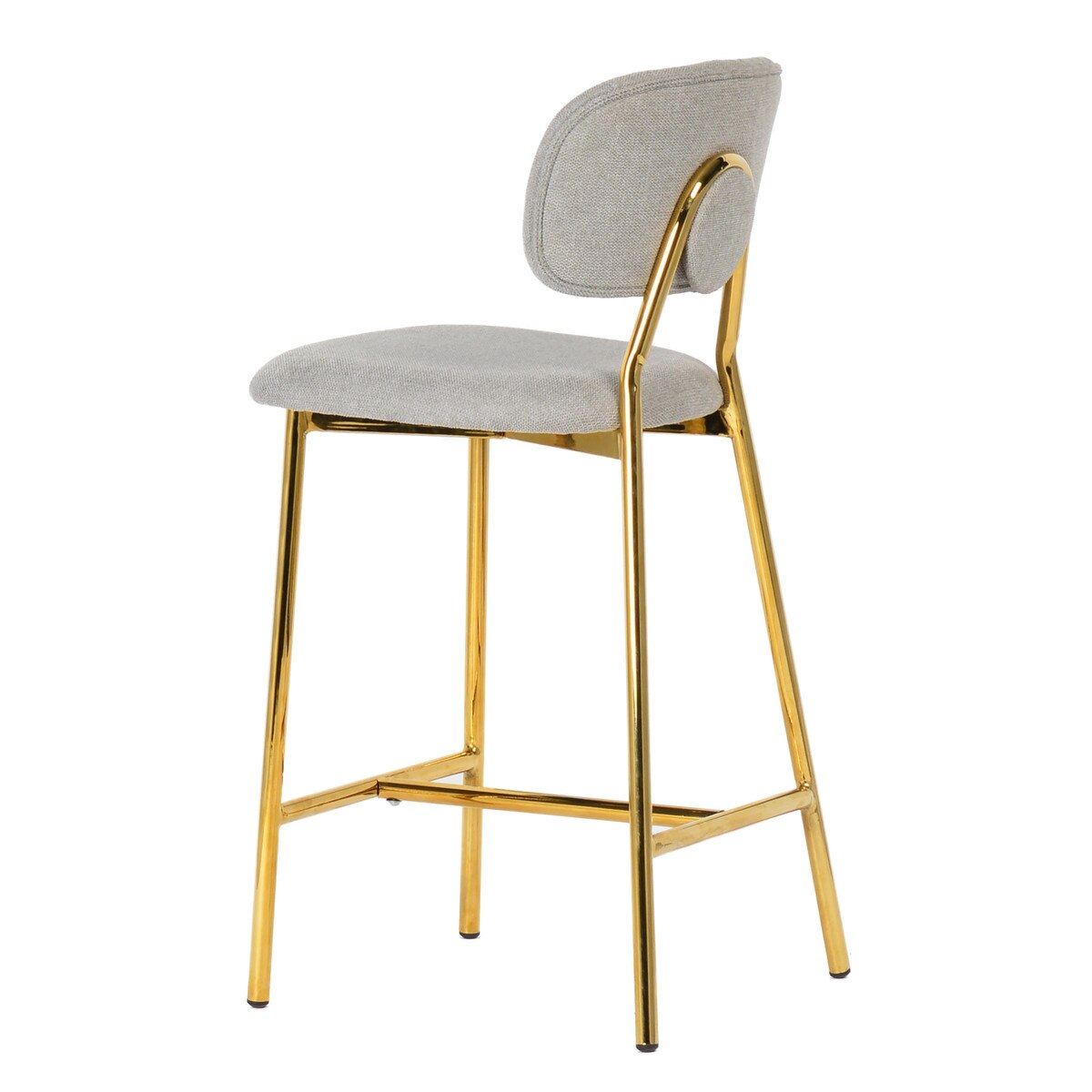 Tabouret de bar Ariana gris avec pieds dorés - Lot de 2