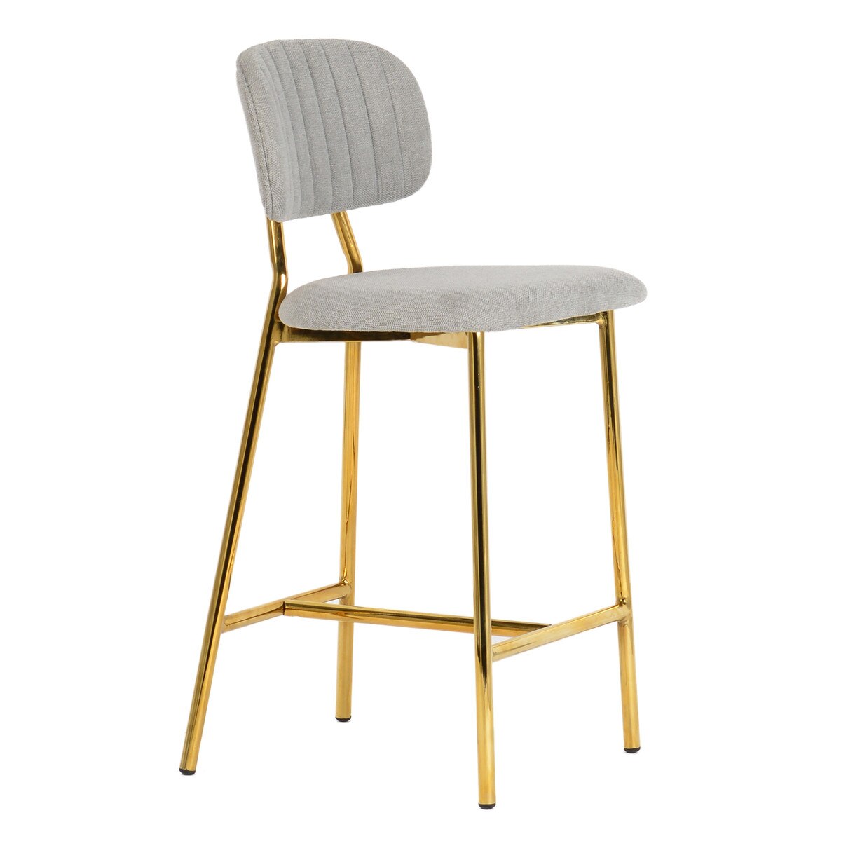 Tabouret de bar Ariana gris avec pieds dorés - Lot de 2