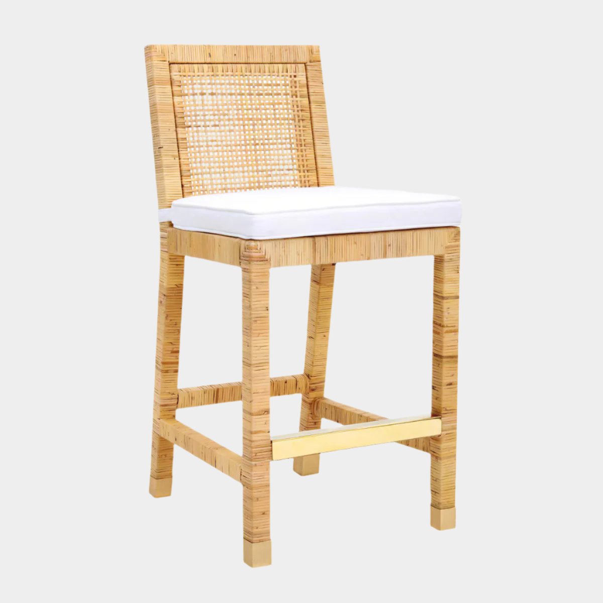 Tabouret de bar en tissu et rotin Amara Performance