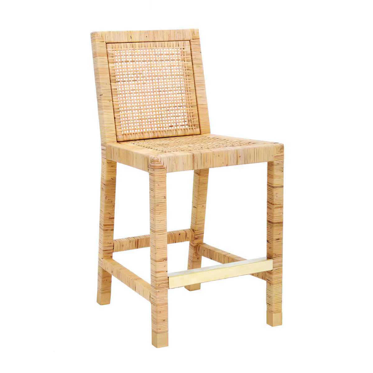 Tabouret de bar en tissu et rotin Amara Performance