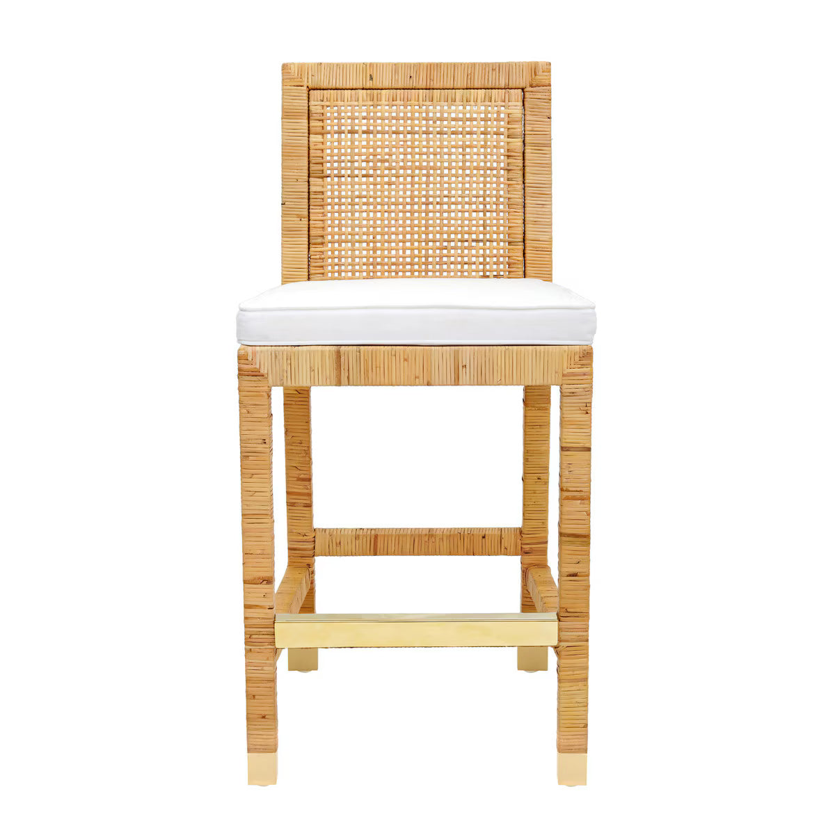 Tabouret de bar en tissu et rotin Amara Performance