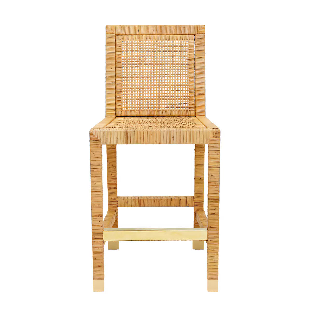 Tabouret de bar en tissu et rotin Amara Performance