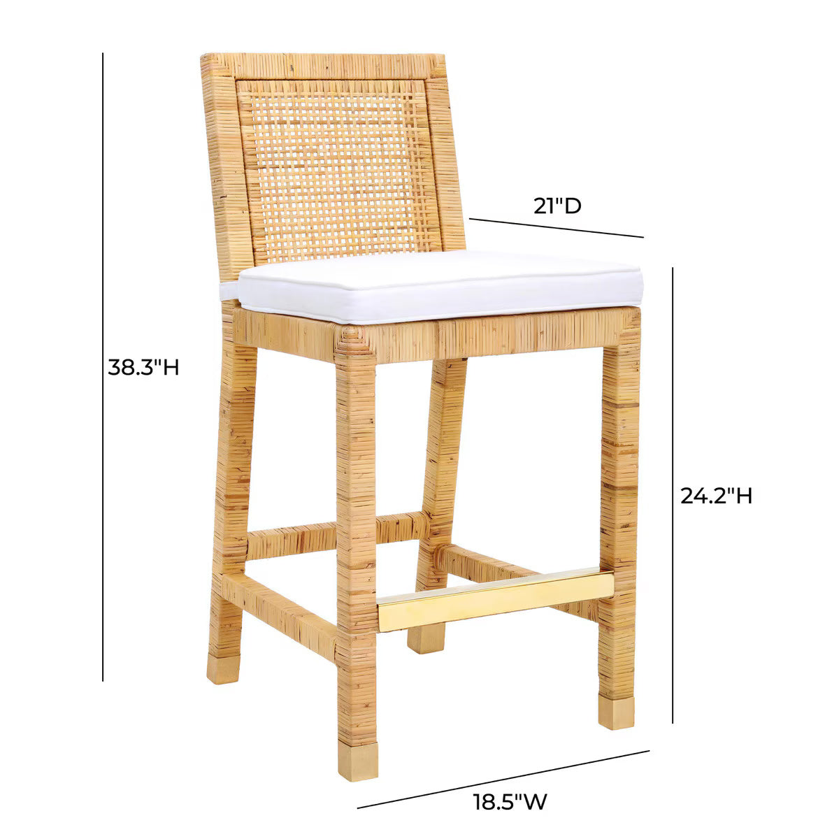 Tabouret de bar en tissu et rotin Amara Performance