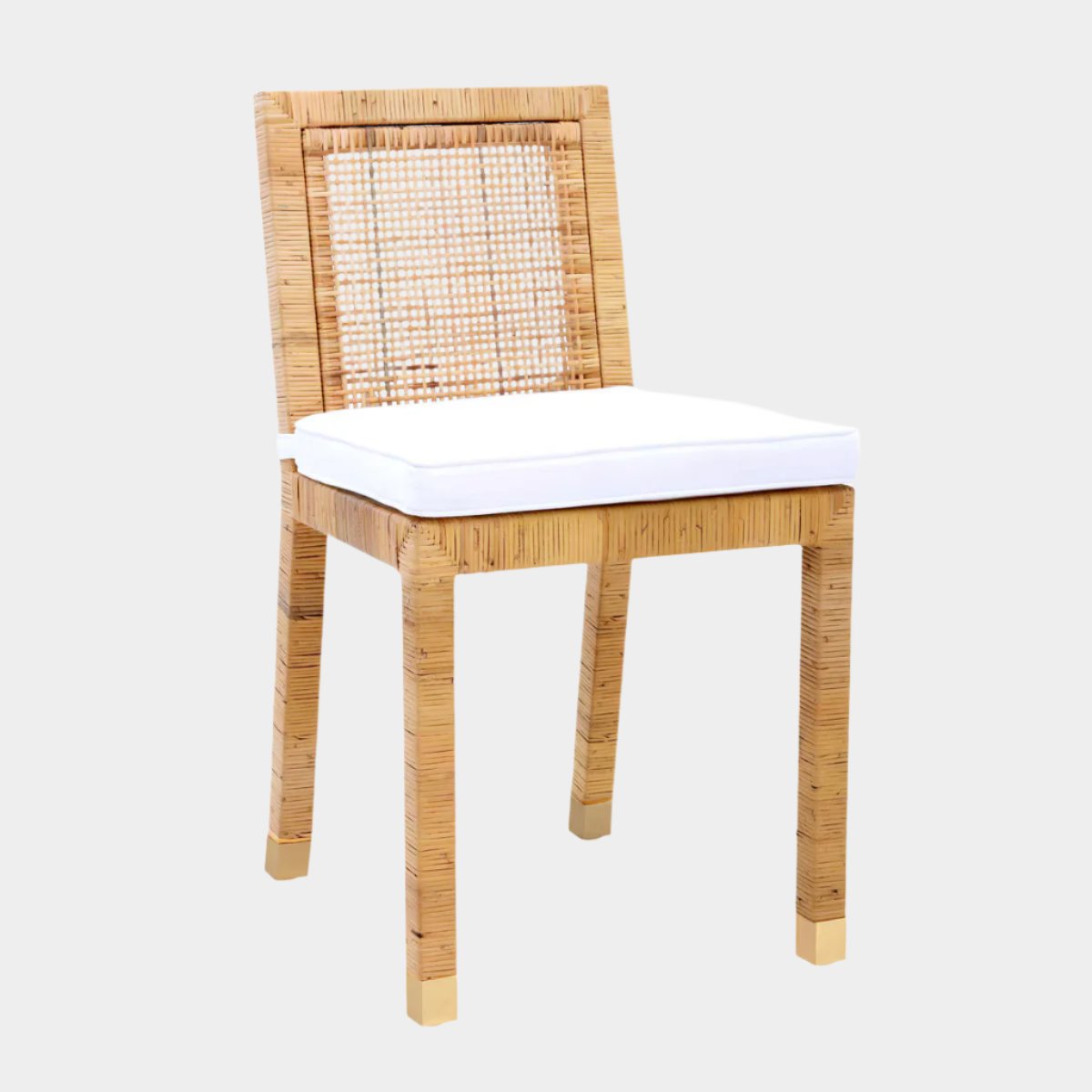 Chaise de salle à manger en tissu et rotin Amara